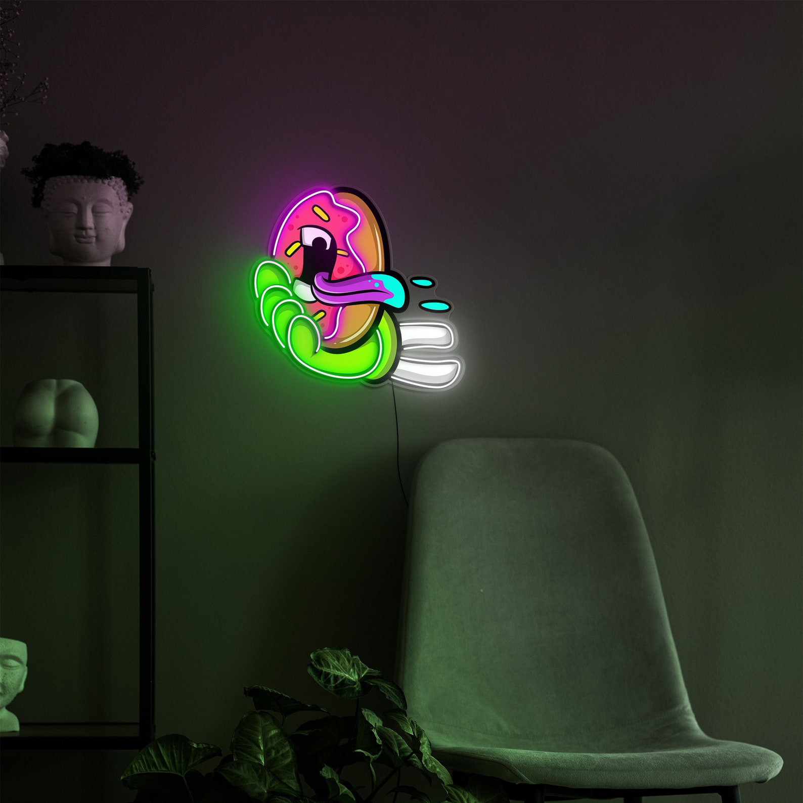 Hand Donut Neon Sign, Hand Holding Donut Light, Donut Pop Art Sign, Donut Neon Sign, Wall and Desk Decor, Light for Home,Office, and Bedroom