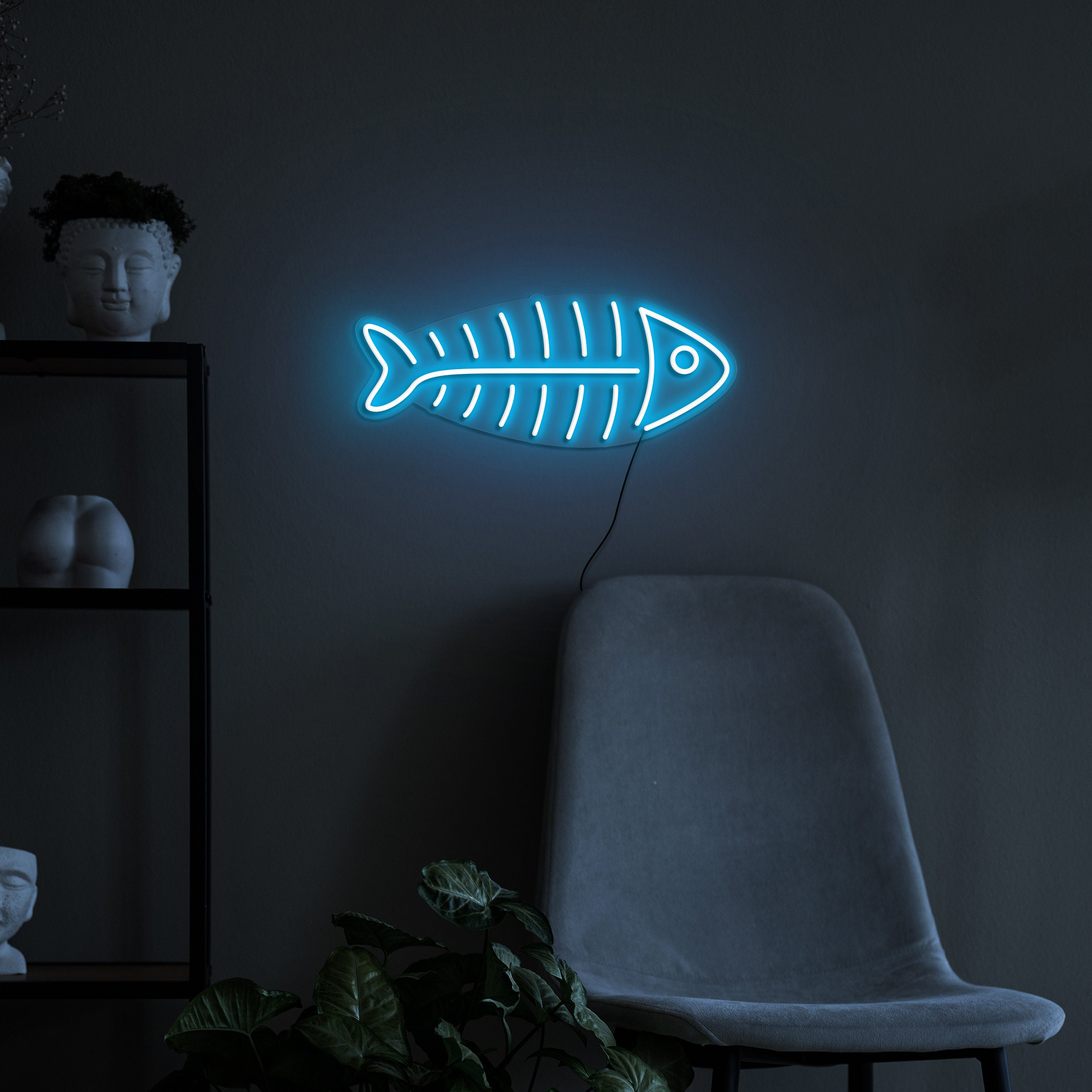 Fish Bone Neon Sign, LED Fish Skeleton Light, USB Wall Decor for Bedroom, Gift for Fisherman, Fish Neon Light, Wedding, Bar,Party Decoration