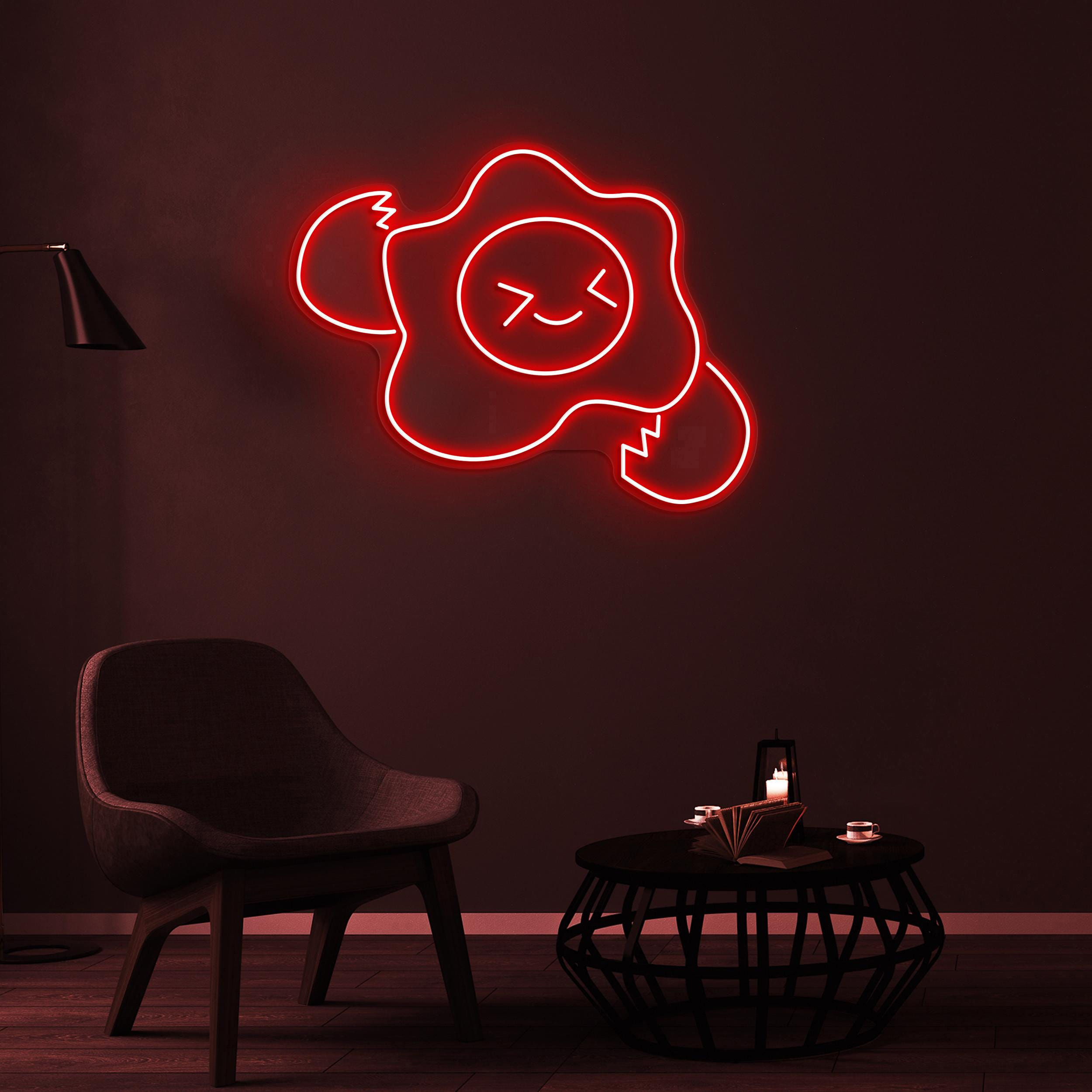 Egg Neon Sign, Broken Egg LED Light, Egg Face Wall Art, Sunny Side Up Led Sign, Breakfast Neon Light, Cafe Wall Art, Kitchen Decor, Gift