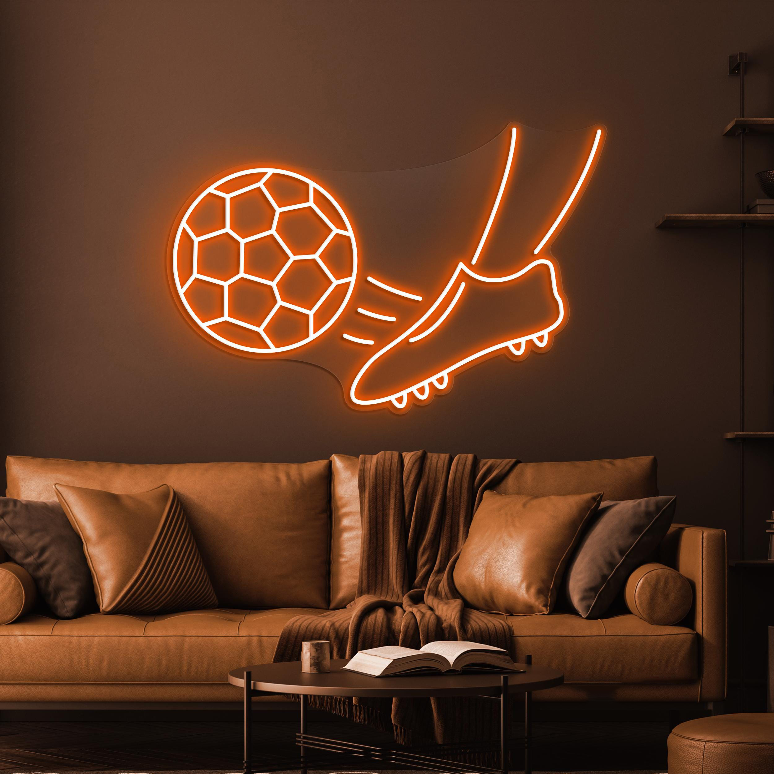 Foot Ball Kick Neon Sign, Ball Kick LED Light, Soccer Kick LED Neon Art, Sports Shop Wall Decor, Foot Ball Club Wall Art, Game Room Light