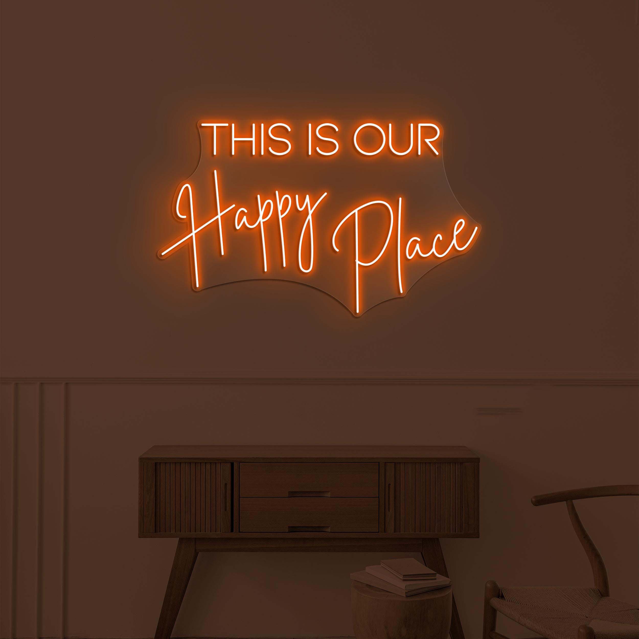 This is Our Happy Place Neon Sign, This is Our Happy Place LED Light, Positive Vibes Art, Home Room Decor, Cozy Corner Sign, Good Energy Art