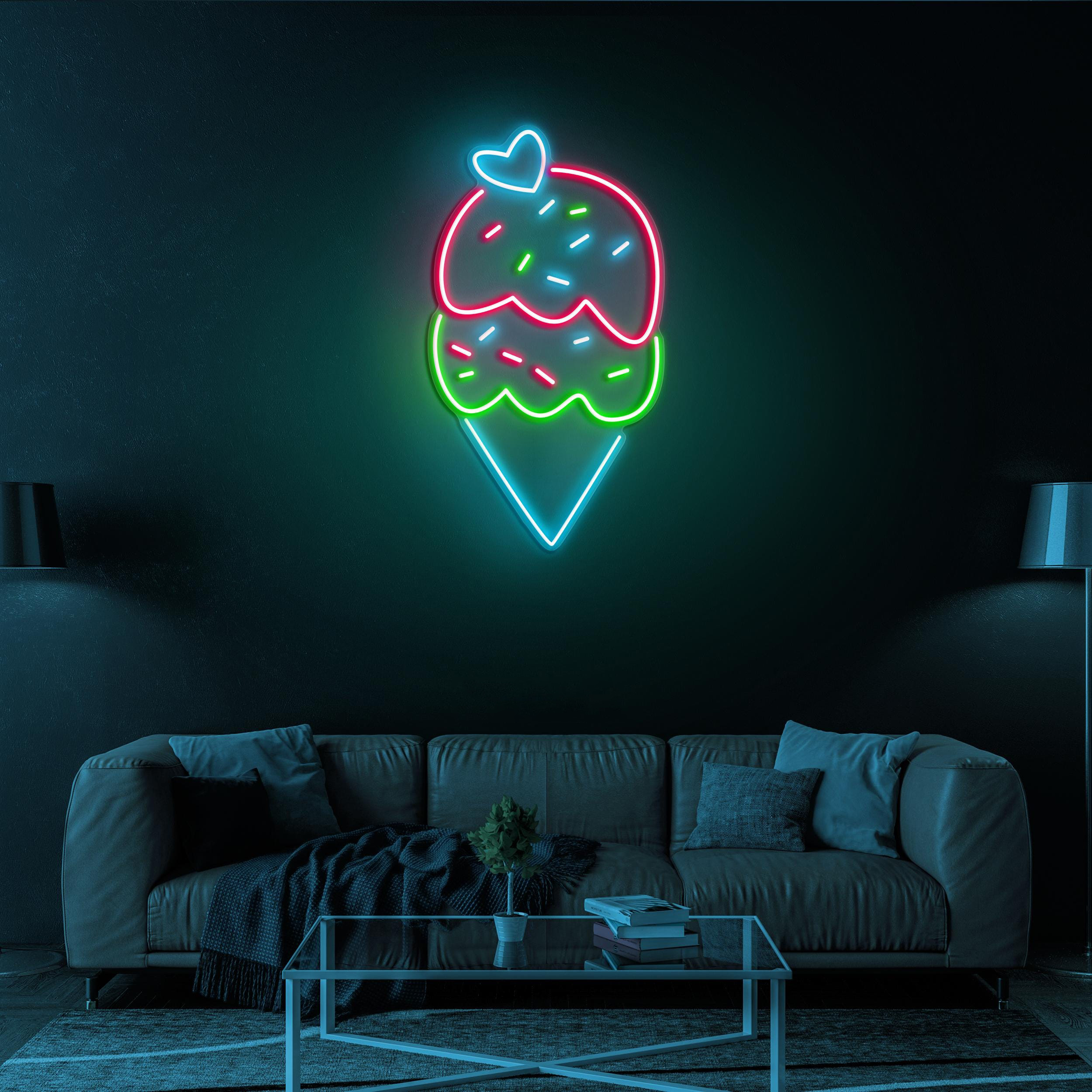 Cone Ice Cream Neon Sign, Cone Ice Cream LED Light, Ice Cream Display, Decor for Ice Cream Shop, Cafe, Bar, Dessert Spot, Ice Cream Wall Art