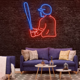 Baseball Player Neon Sign, LED Light for Sports Fans, Gaming Room Decor, Man Cave Wall Light, Sports Players Decor for Boys Room, Home Decor