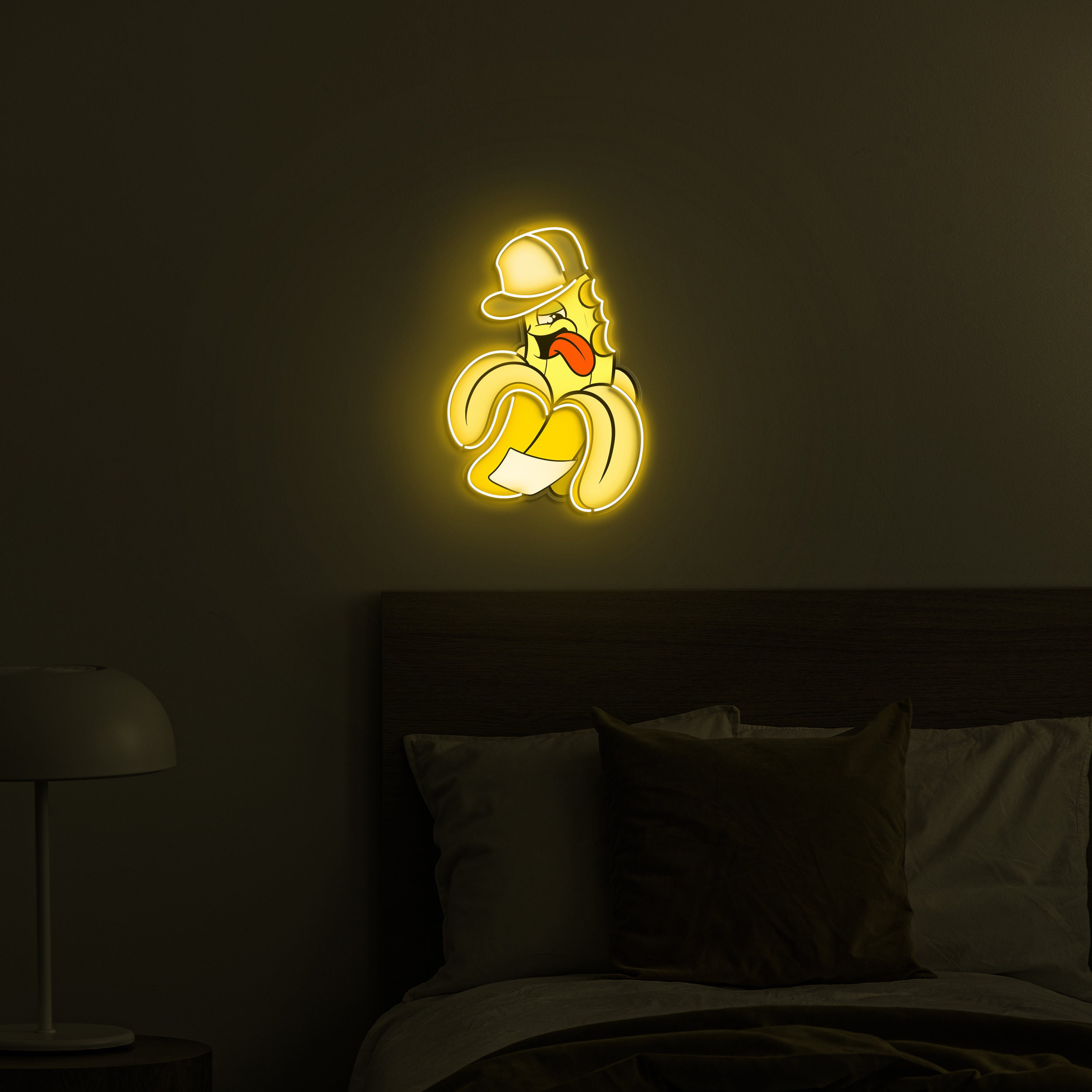 Banana LED Neon Light, Led Pop Art Sign, Banana baseball cap Neon Sign, Banana Neon Sign for Bedroom or Living Room Decor, Custom Gift idea