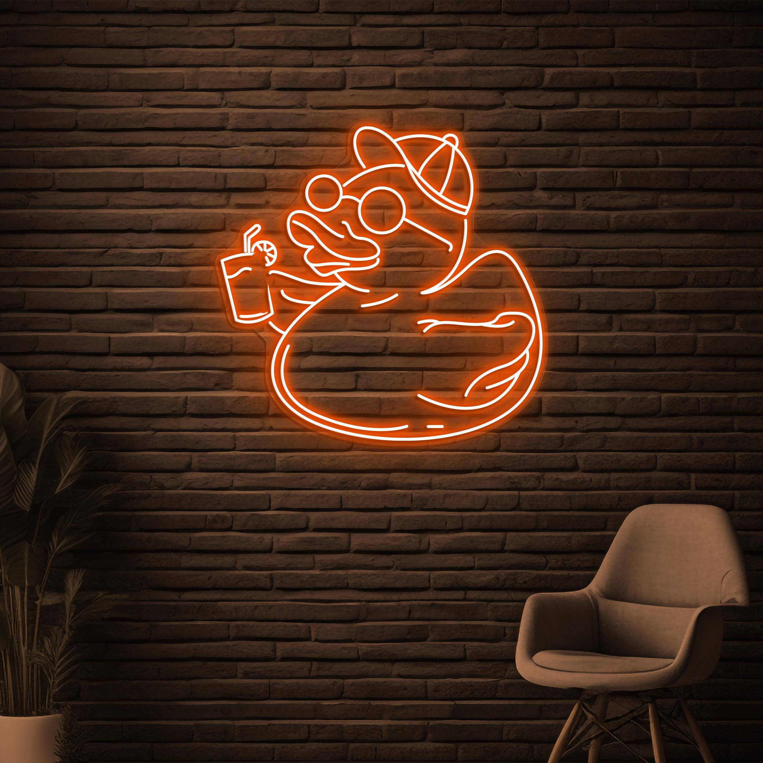 Duck Neon Sign, Chillin' Duck LED Light, Beach Duck Wall Art, Summer Duck Wall Decor, Kids Room Neon light, Birds Shop Sign, Party Wall Art