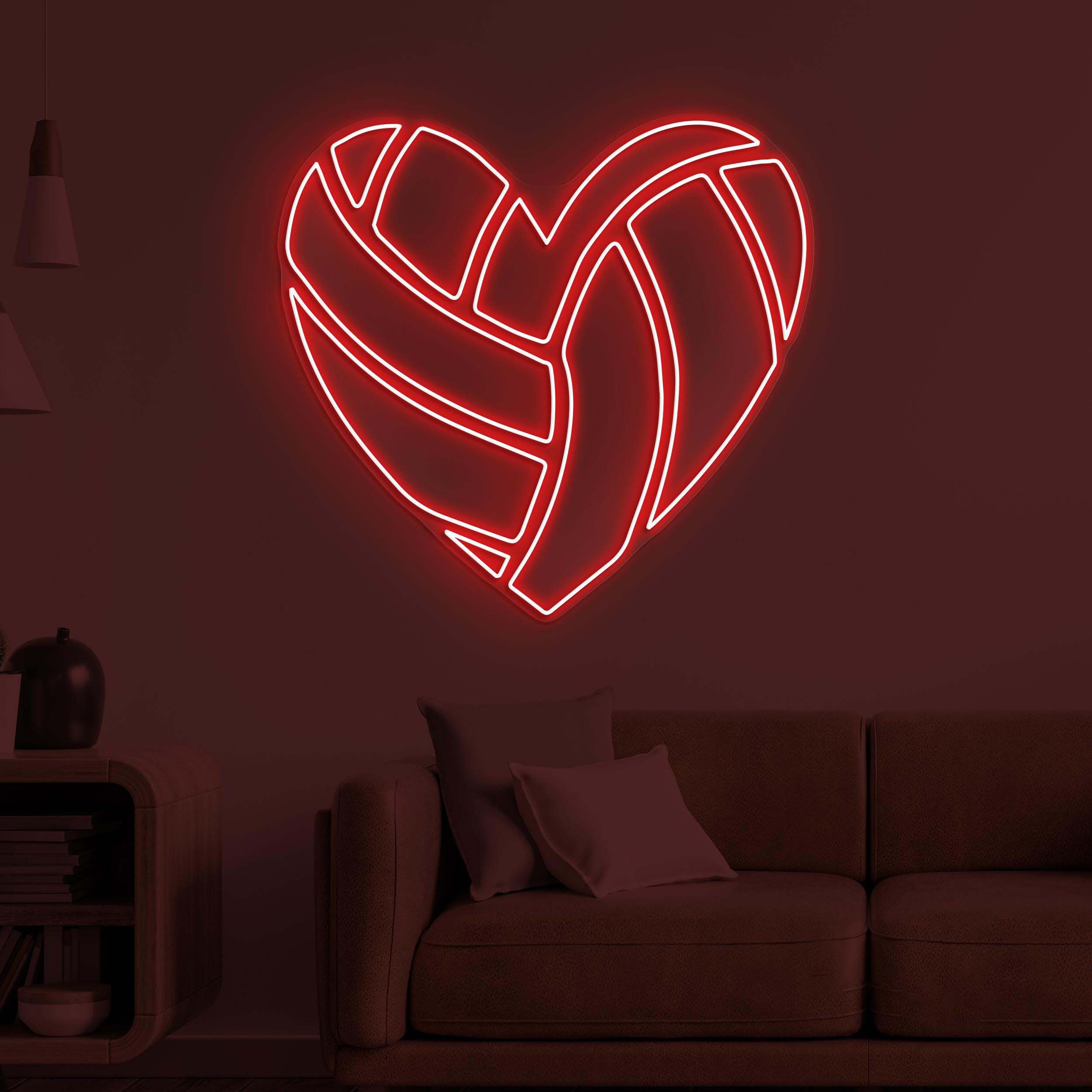 Heart Neon Sign, Heart LED Light, Volleyball Heart Wall Art, Sports Shop Wall Decor, Couple Neon Gift, Romantic Neon Light, Volleyball Lover
