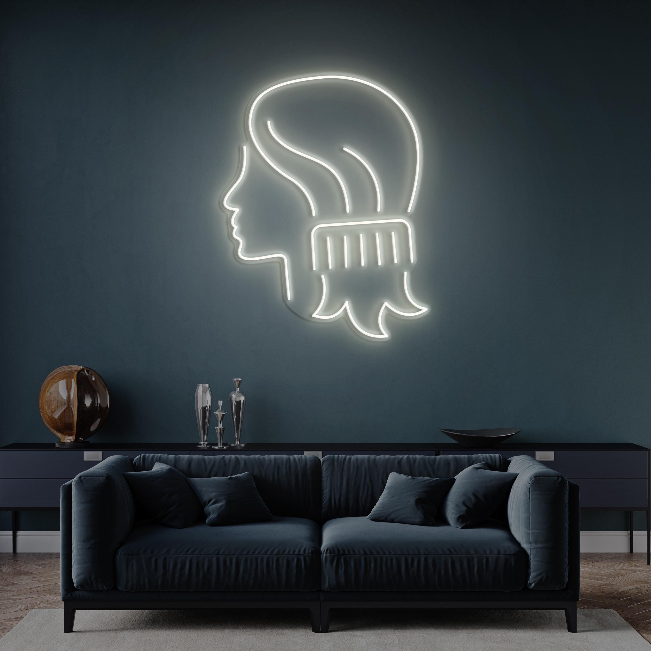Comb Combing Woman Hair Neon Light, Salon Decor, LED Neon Art, Barber Shop Sign, Bedroom Decor, Neon Sign for Shops, Front Opening Display