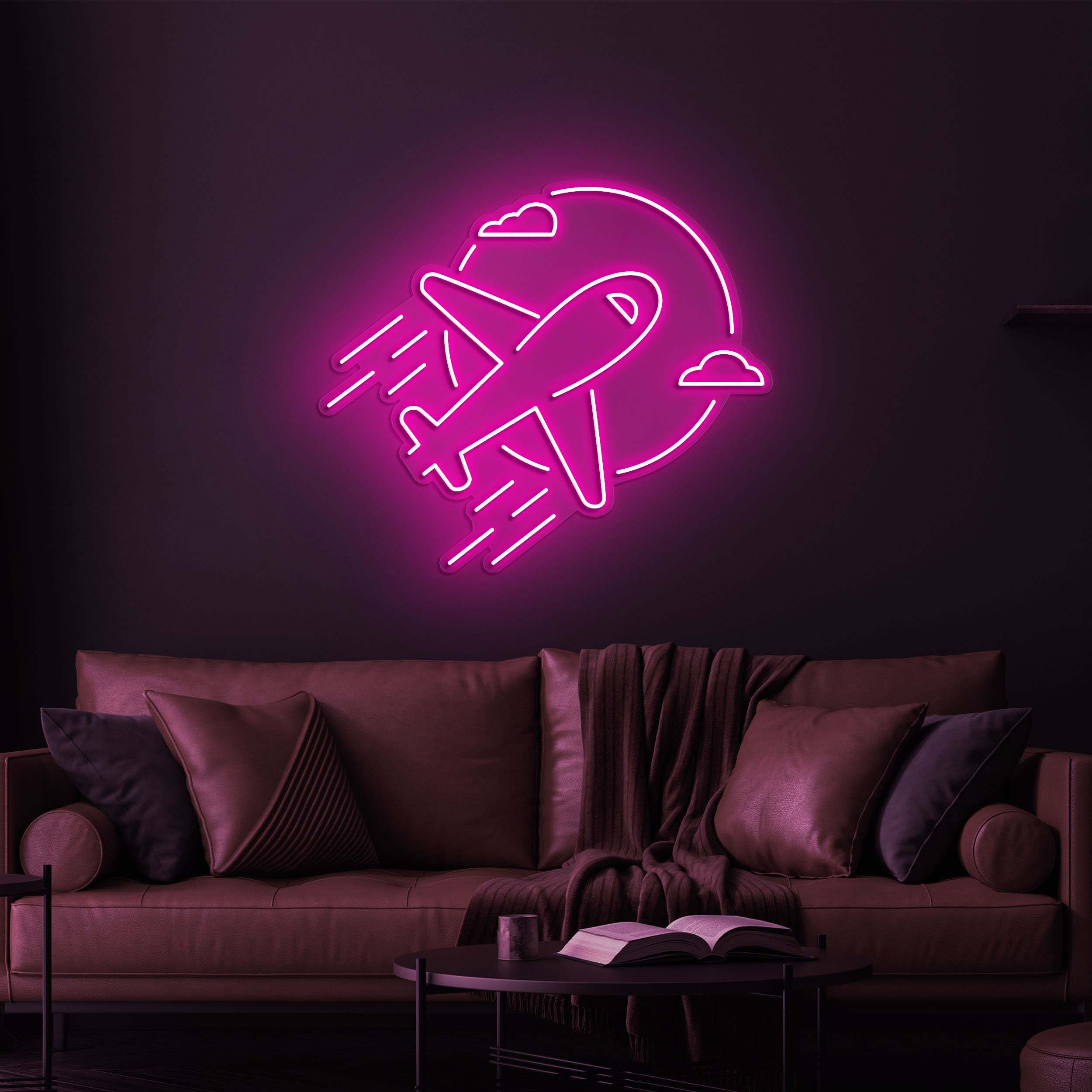 Flying Airplane Neon Light, Airplane Takeoff Neon Sign, Aviation Wall Decor, Neon Sign for Office and Business,Pilot Gift,Nursery Decoration