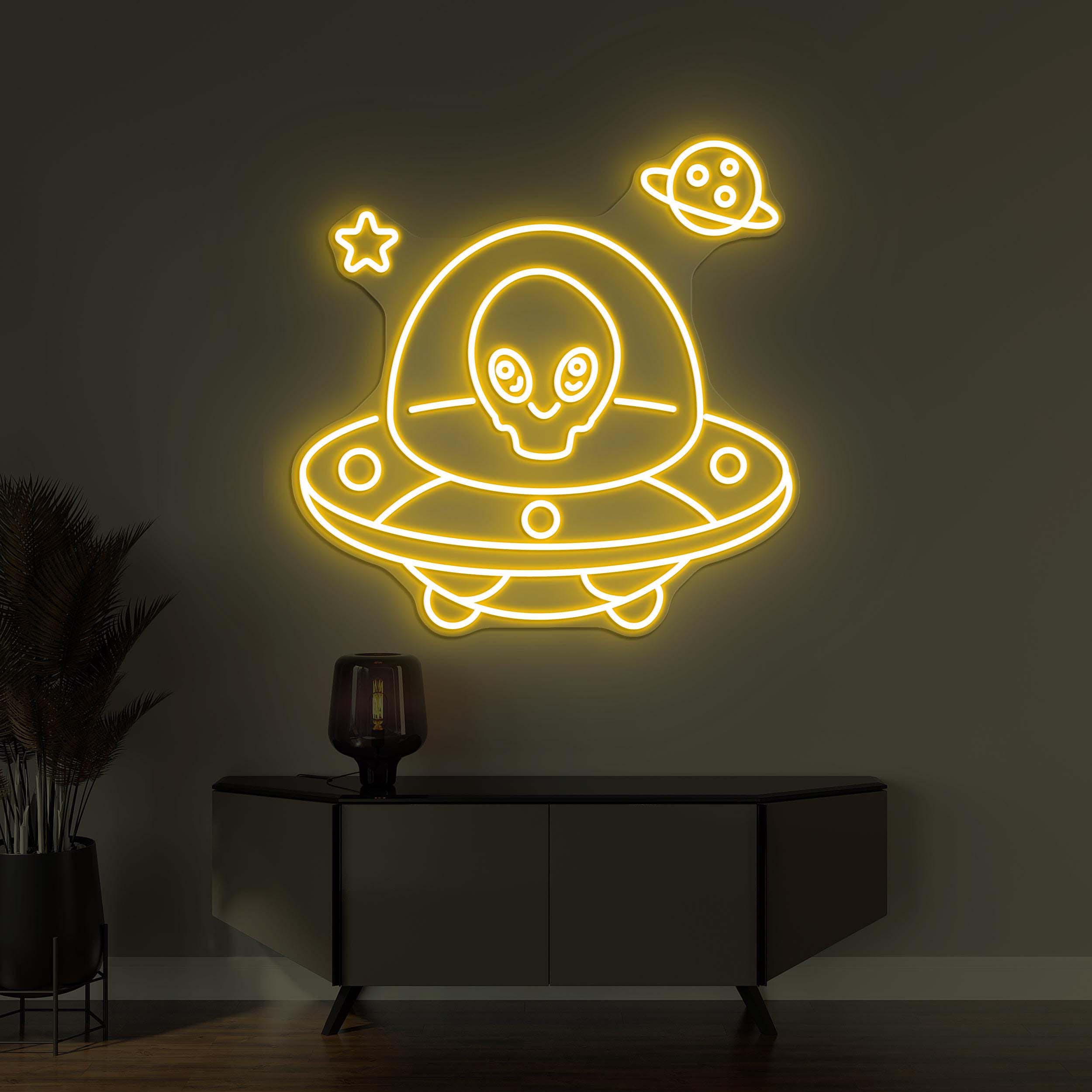 Alien Spaceship Neon Sign, Alien Spaceship LED Light, Spaceship Wall Decor, Alien Ship Decor, Home Wall Decor, Game Room Art, Alien Lover