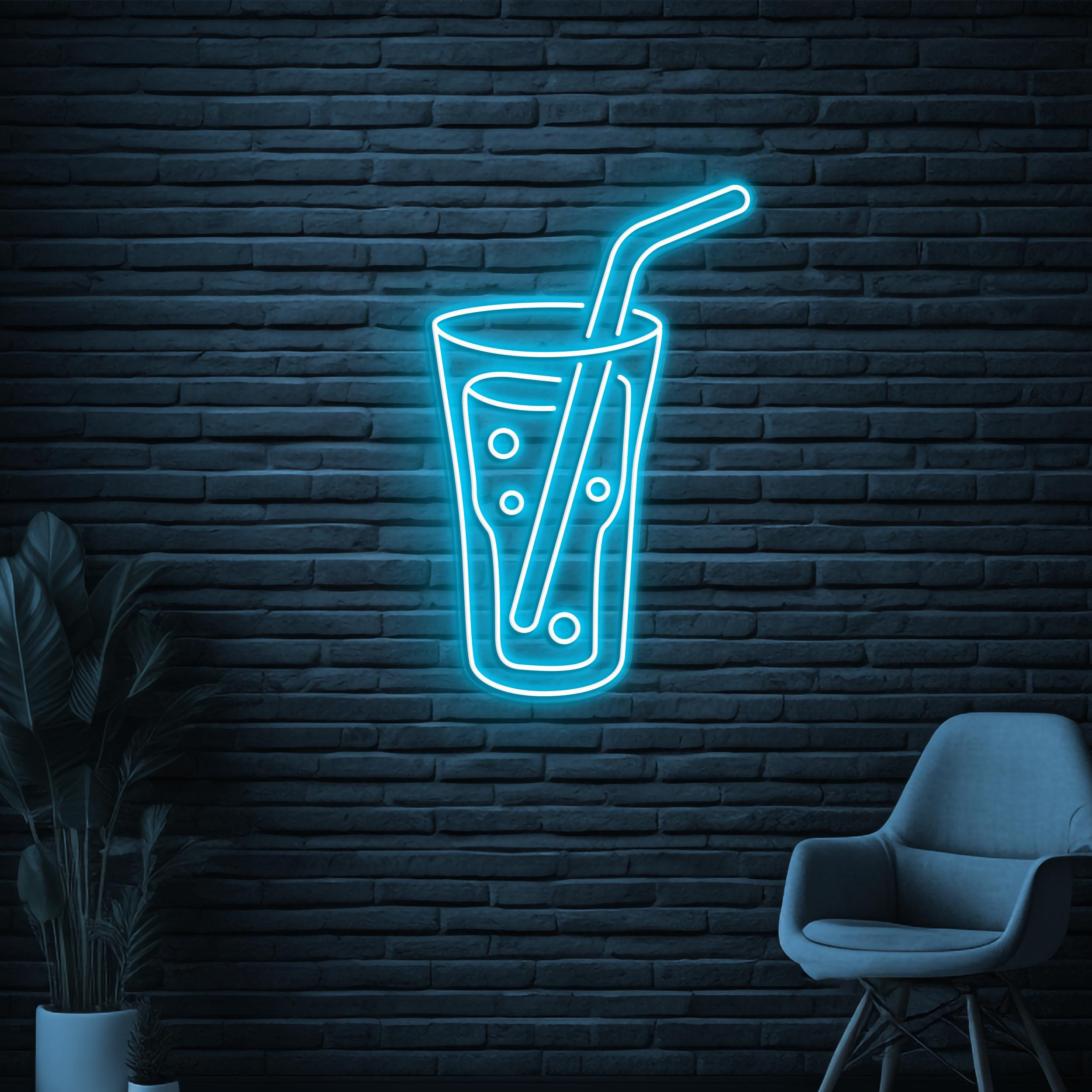 Juice Neon Sign, Drink LED Light, Bar Wall Decor, juice Shop Wall Art, Custom Neon Sign, Glass Neon Sign, Led Neon Art, Glass Shop Decor