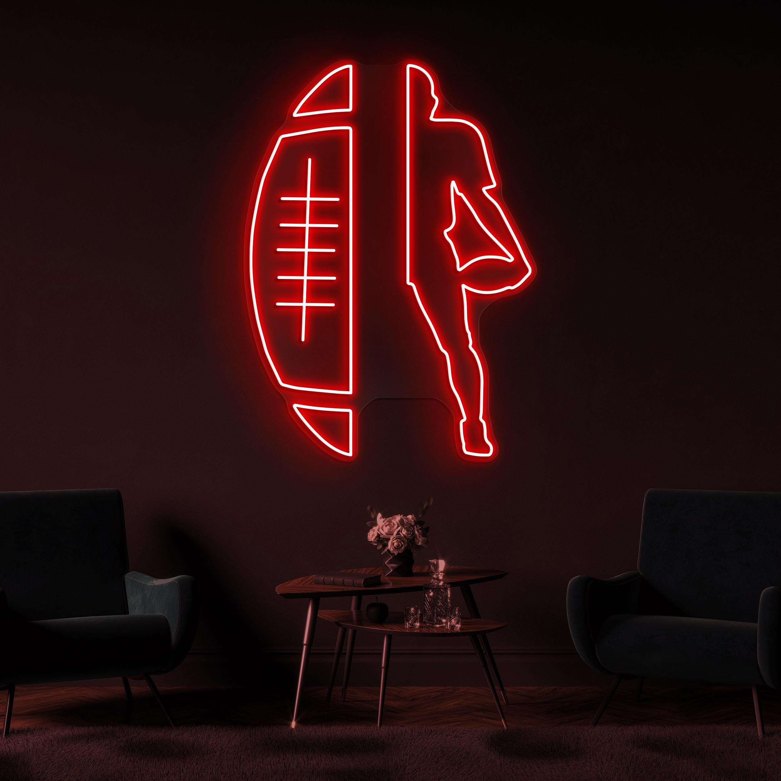 Football Player Neon Sign, Football Player LED Light, Football Silhouette Wall Art, Football Club Decor, Led Neon Light, Game Room Sign