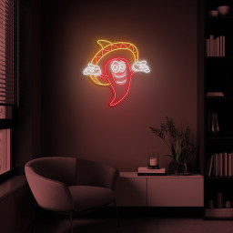 Chili Pepper Sombrero Neon Sign, Pepper With Sombrero LED Sign, Sombrero Hat Wall Decor, Mexican Pepper Wall Sign, Spicy Food Store Light