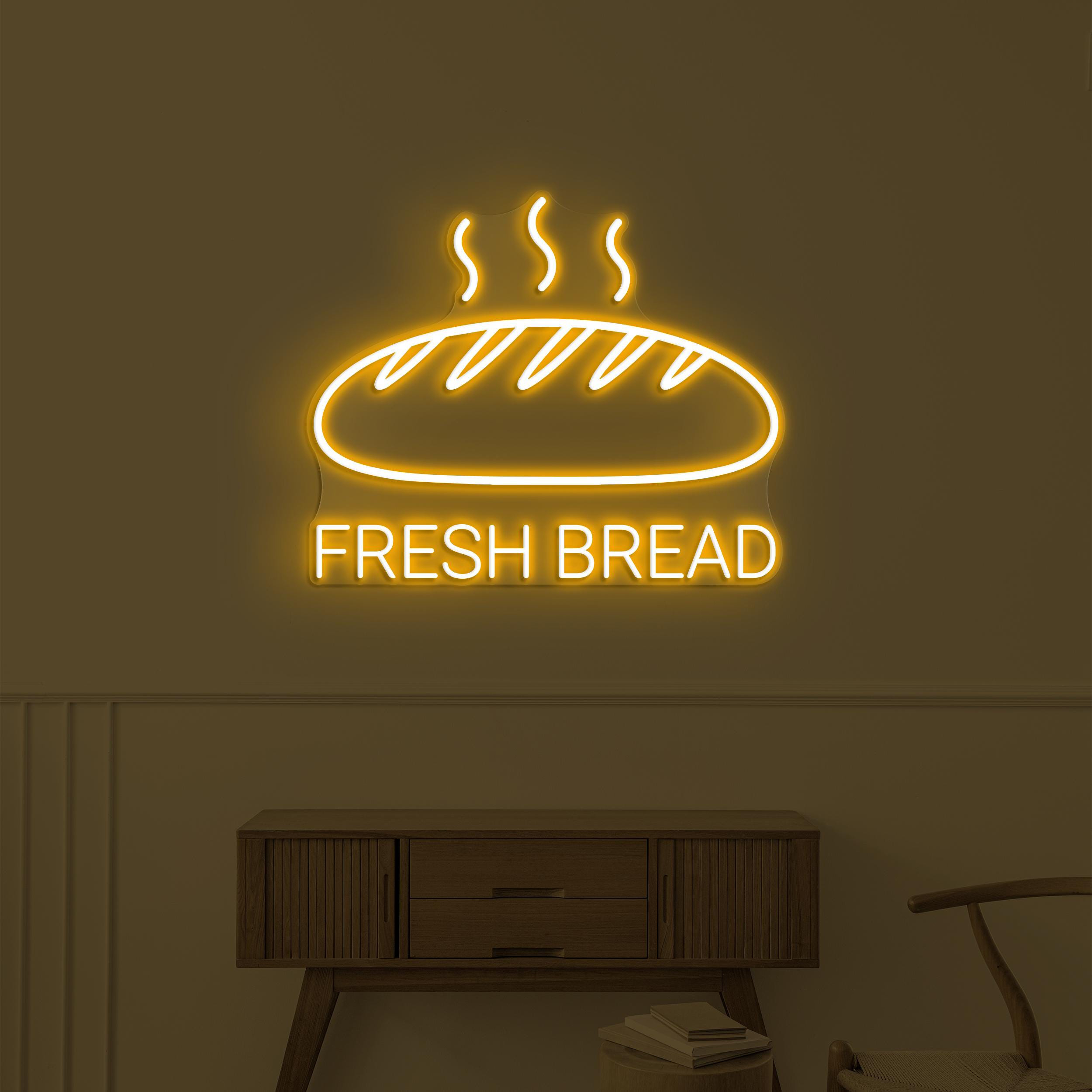 Fresh Bread Neon Sign, Fresh Bread LED Light, Bakery Wall Decor, Warm Bread Neon Light, Fresh Baked Bread Neon Sign, Hot Bread Wall Sign
