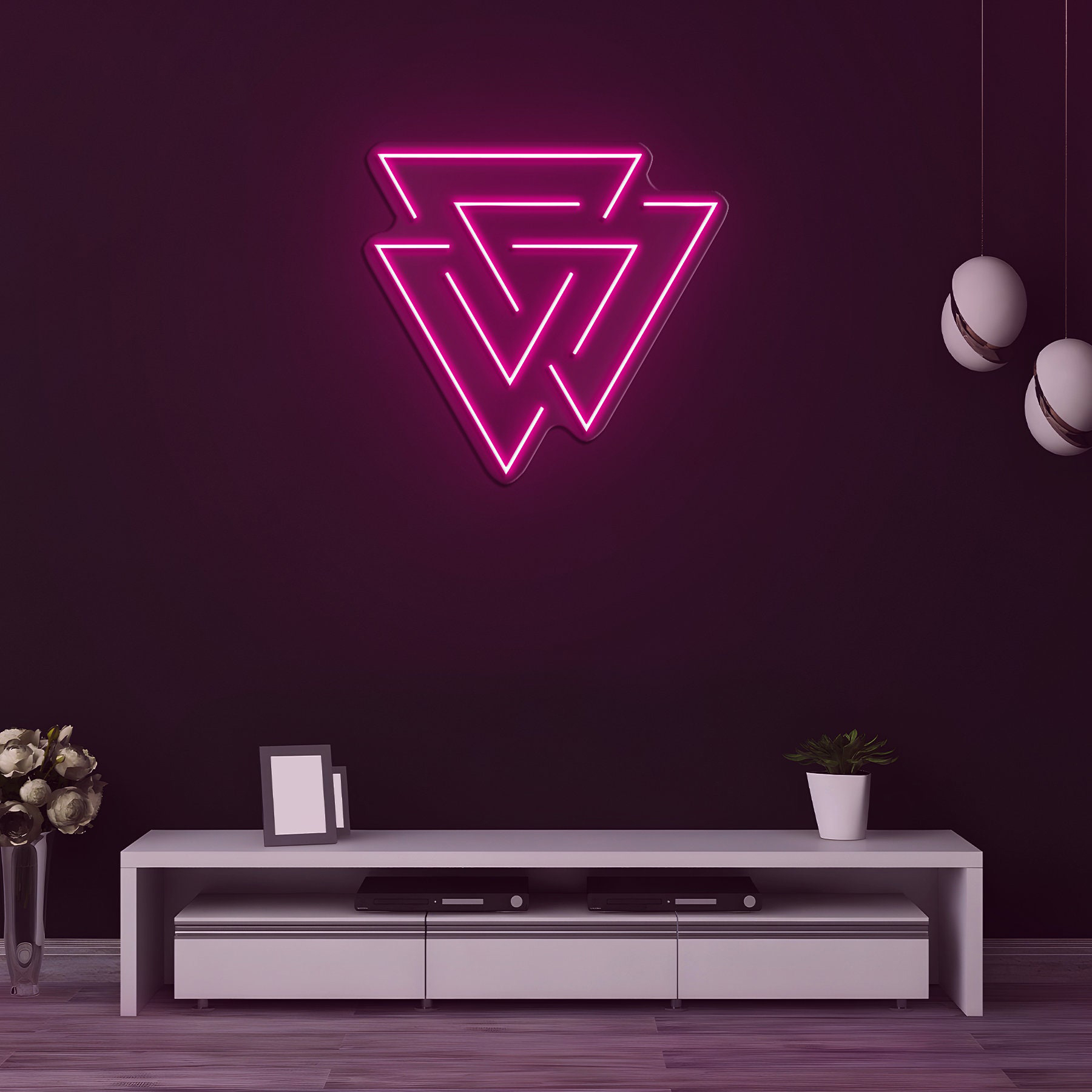 Interlocking Triangles Neon Sign, Geometric LED Light, School Decor Sign, Lab Decor, Triangles Decor for Living Room, Bedroom, or Office