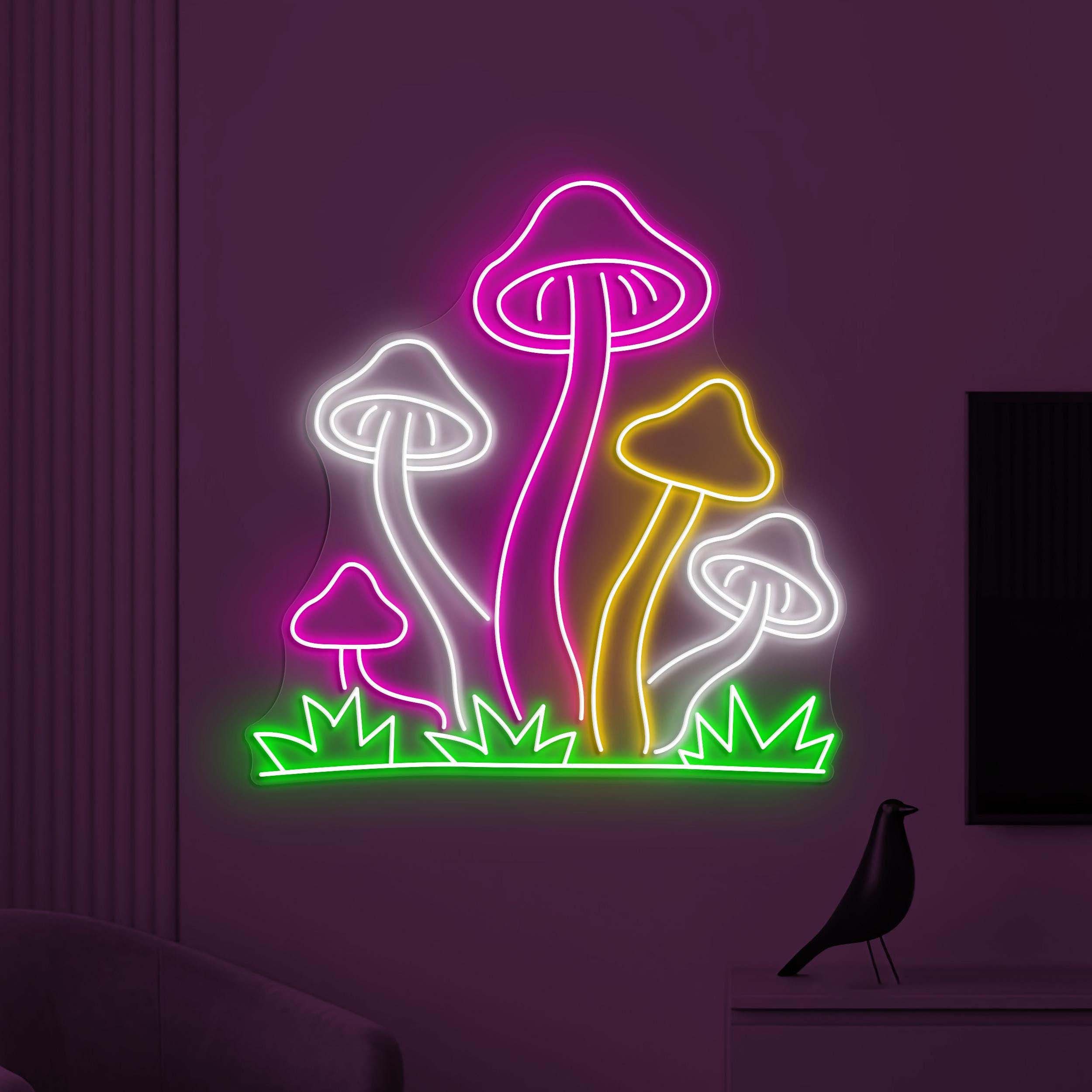 Mushroom Neon Sign, Mushroom LED Light, Bedroom Wall Decor, Personalized Sign, Decor for Pizza Cafe and Bar, Custom Neon Sign, Home Wall Art