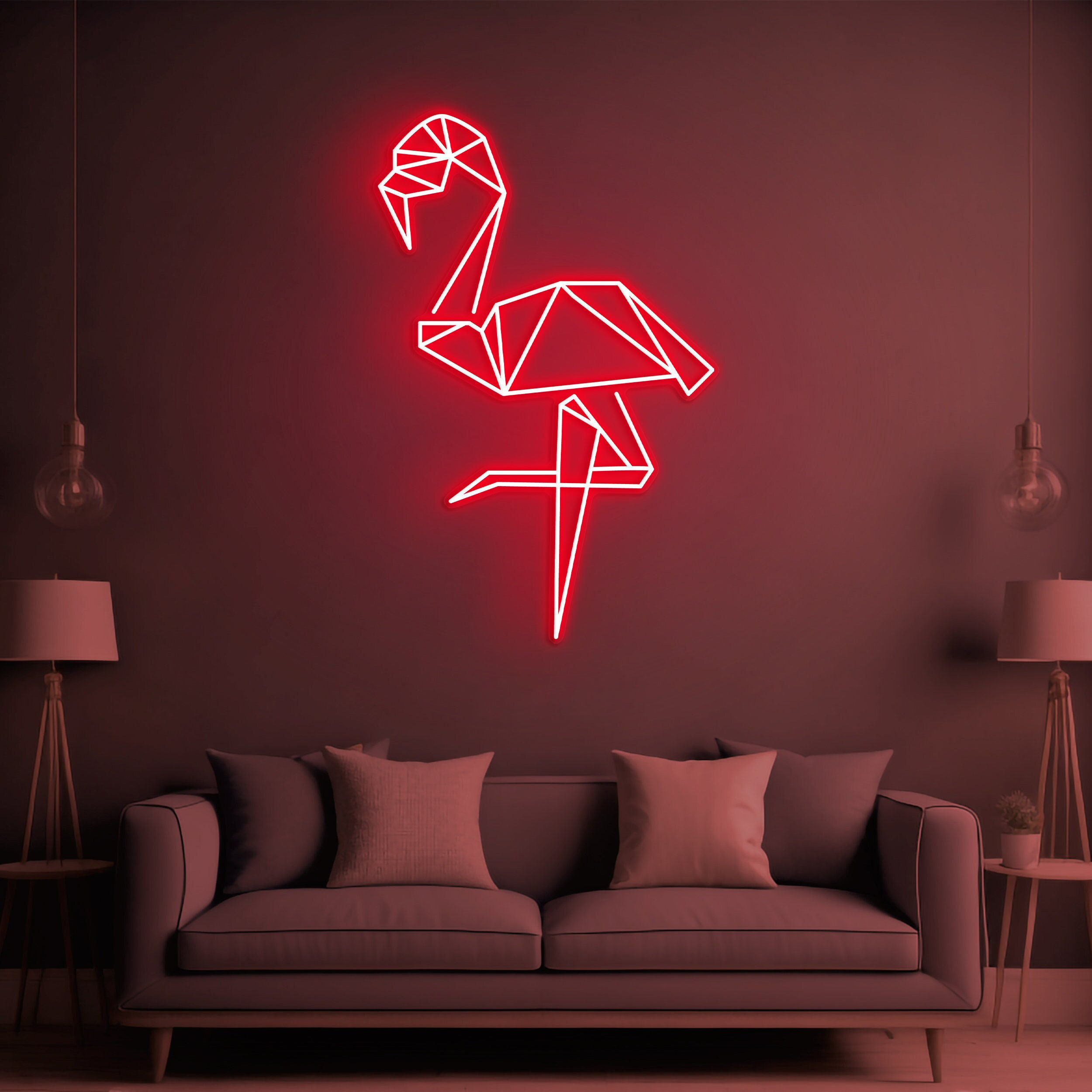 Flamingo Neon Light, Flamingo Neon Signs, Flamingo Decor for Bedroom and Home decor,Geometric Flamingo Light,Tropical Vibes, Home or Parties