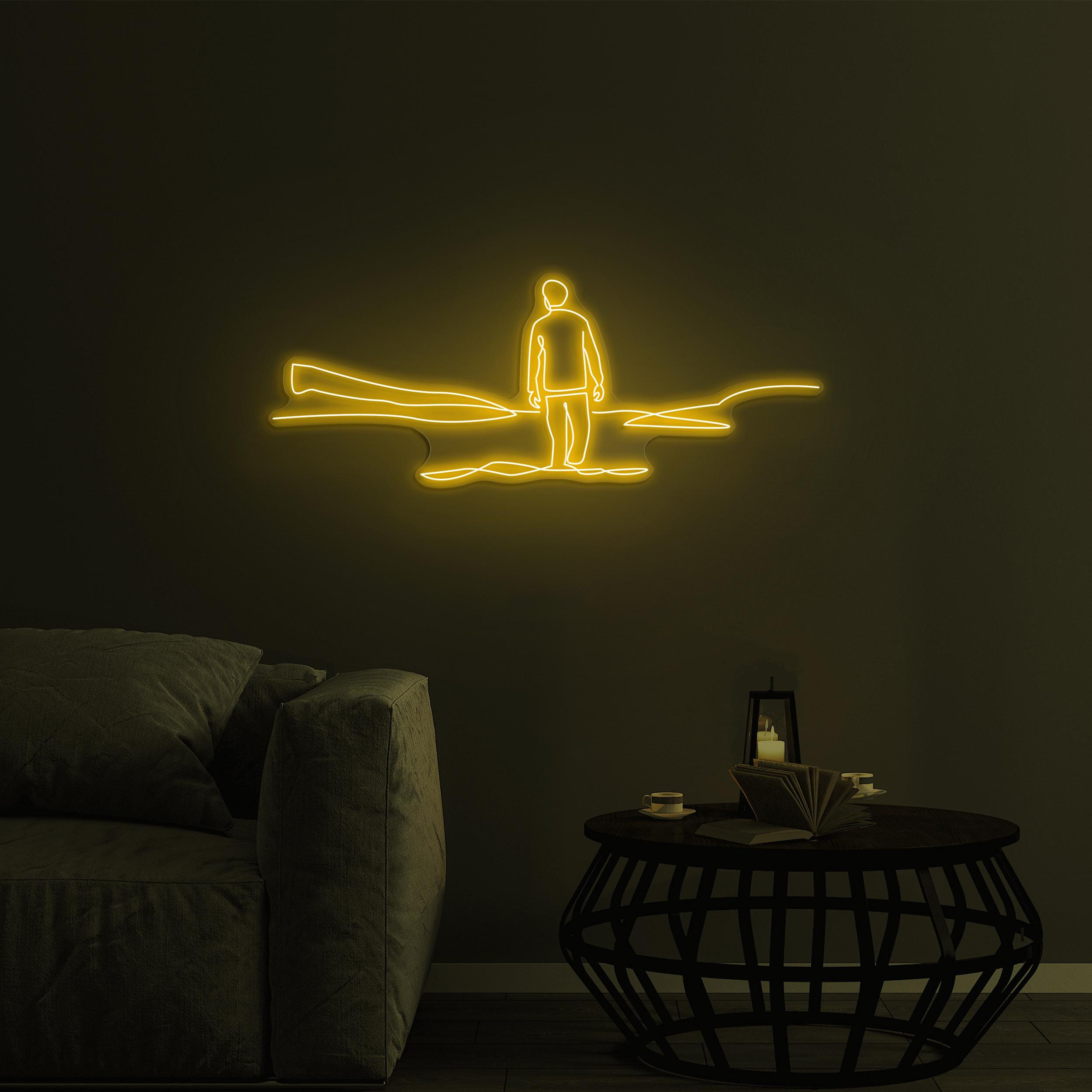 Man on a Cliff Neon Sign, Cliffhanger LED Light, Man on a Cliff LED Neon Art, Home Wall Decor, Adventure Wall Decor, Mountain Adventure Sign