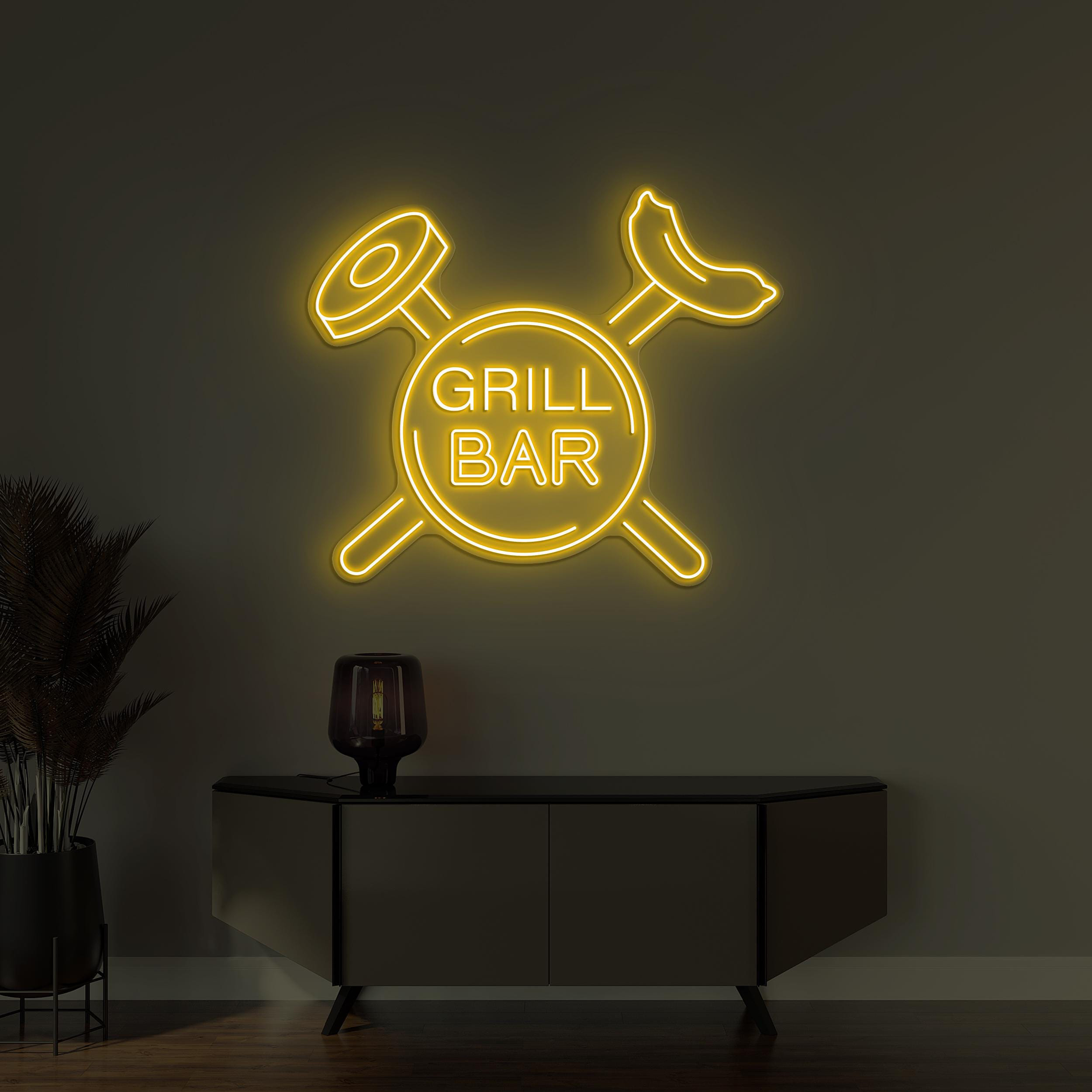 Grill Bar Neon Sign, Grill Bar LED Light, BBQ Wall Decor, Custom Neon Sign, BBQ Party Wall Art, Kitchen Wall Sign, Personalized Grill Bar