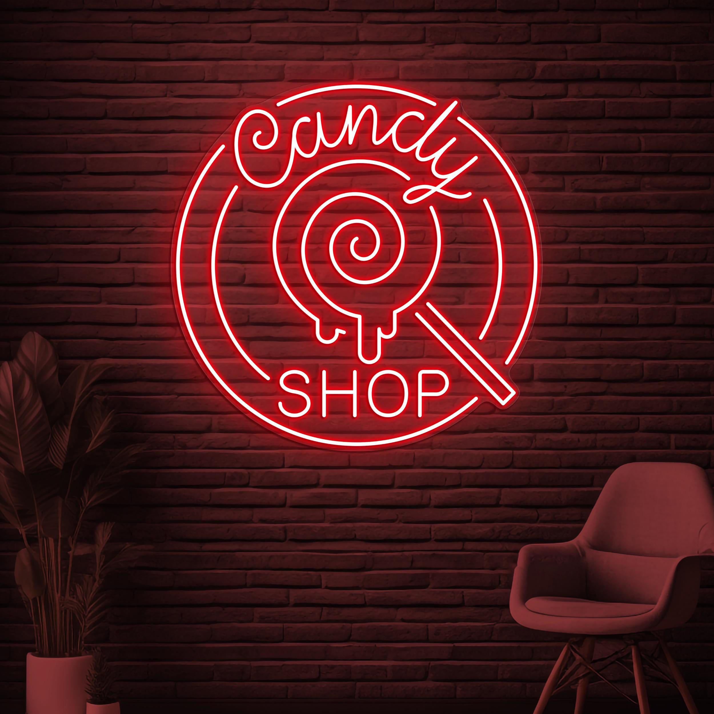Candy Shop Neon Sign, Candy Shop LED Sign, Lollipop Candy Decor, Christmas Wall Decor, Candy Shop Logo Sign, Dessert Shop Art, Party Decor
