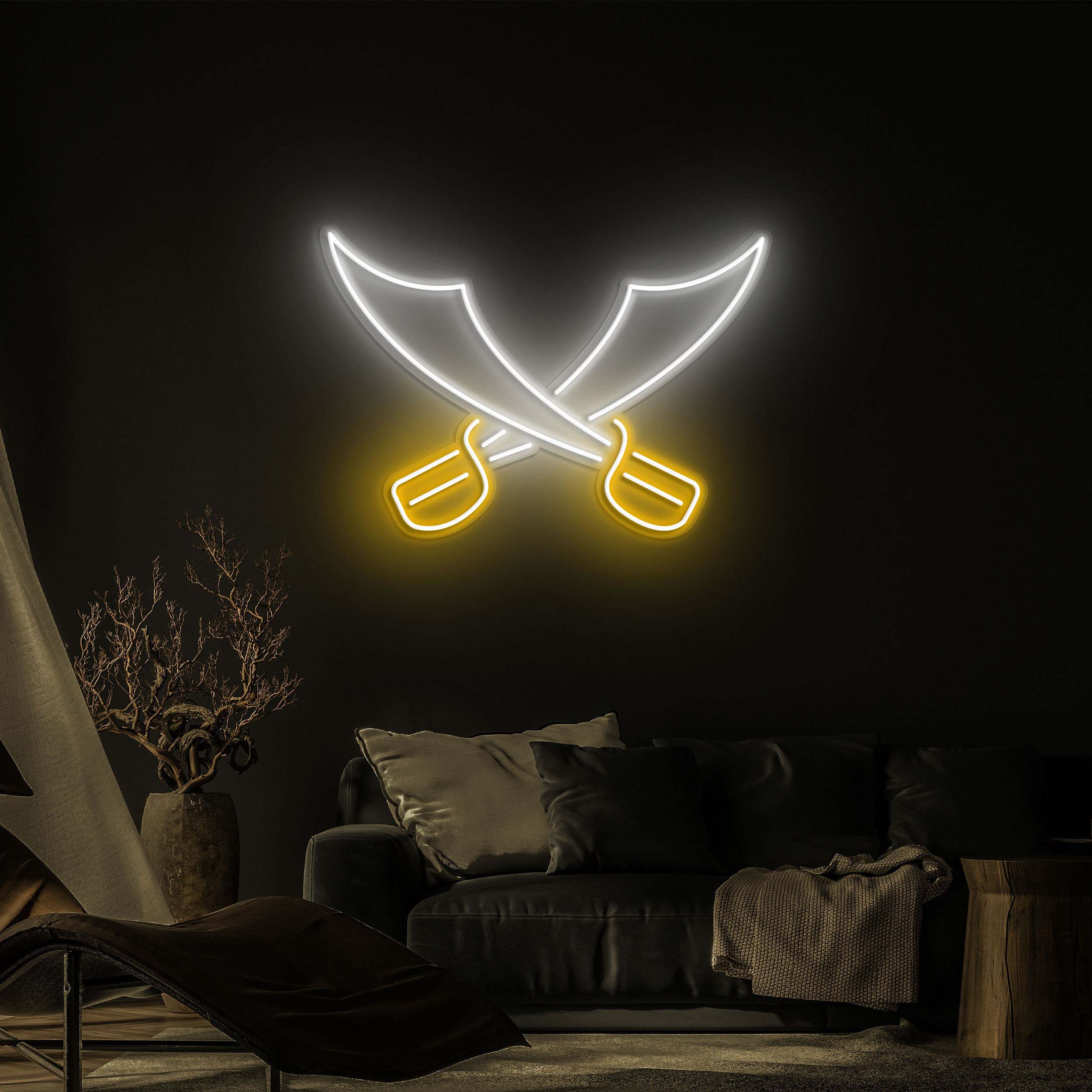 Pirate Swords Neon Sign, Crossed Swords Neon Art, Wall Decor for Pirate Rooms, Bars, and Man Caves, Pirate Swords Decor and Gift for Pirates