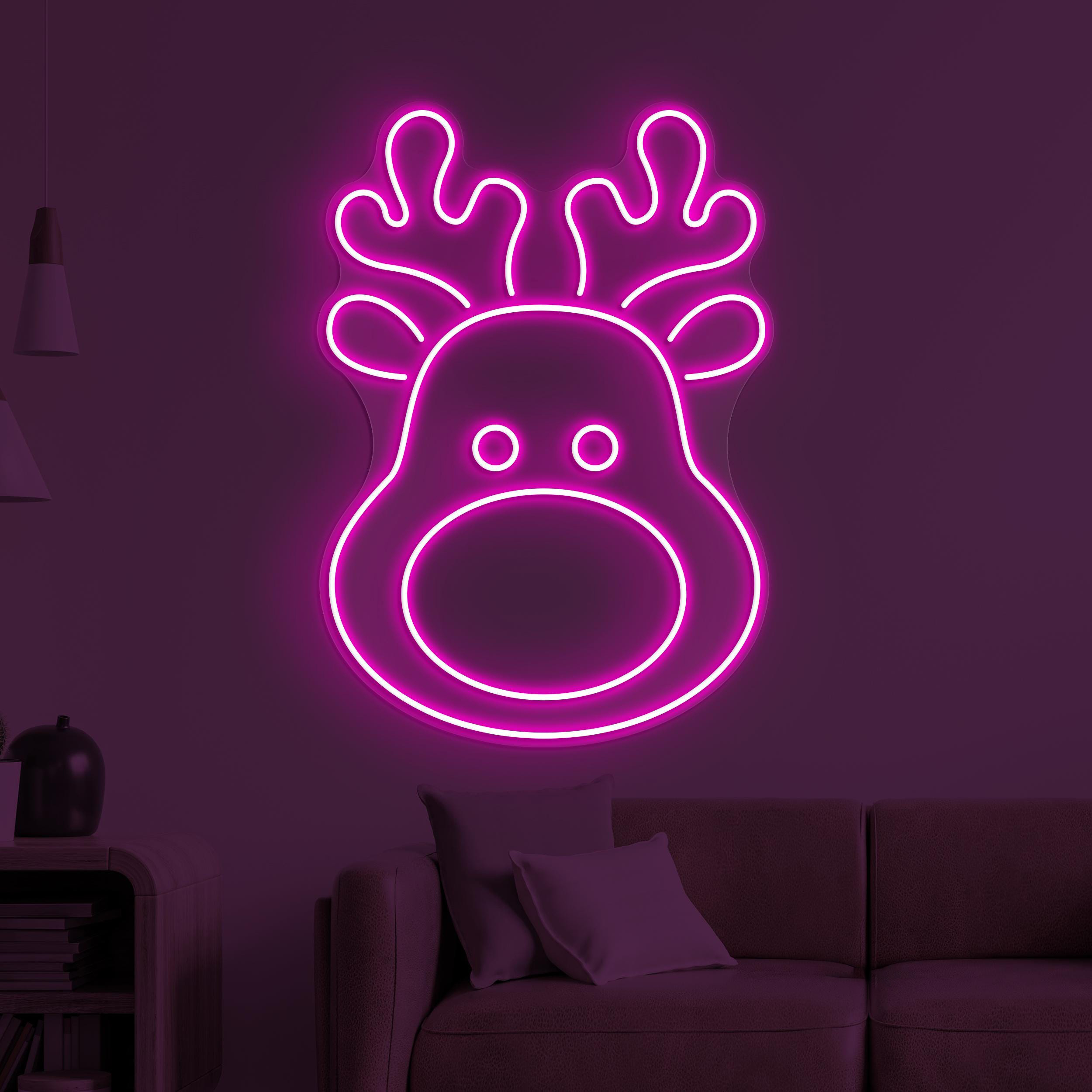 Reindeer Neon Sign, Reindeer LED Light, Deer Head Wall Decor, Animal Shop Wall Art, Christmas Home Decor, Zoo Neon Light, Party Wall Art