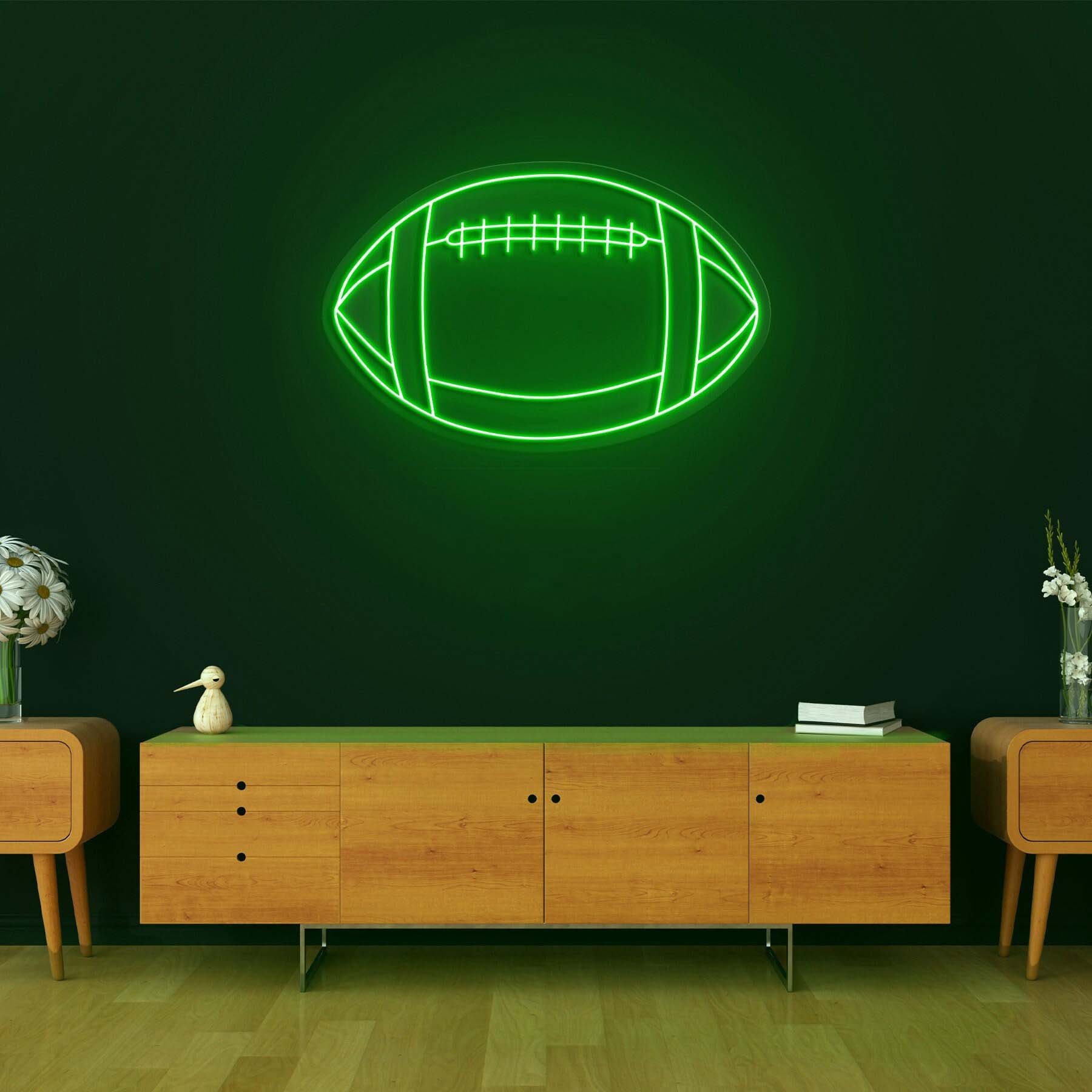Rugby Ball Neon Sign, LED Rugby Ball Décor Sign, Football Shape Neon Signs, Sports Room Gift for Rugby Fans, Bedroom Lights, Game Room Decor