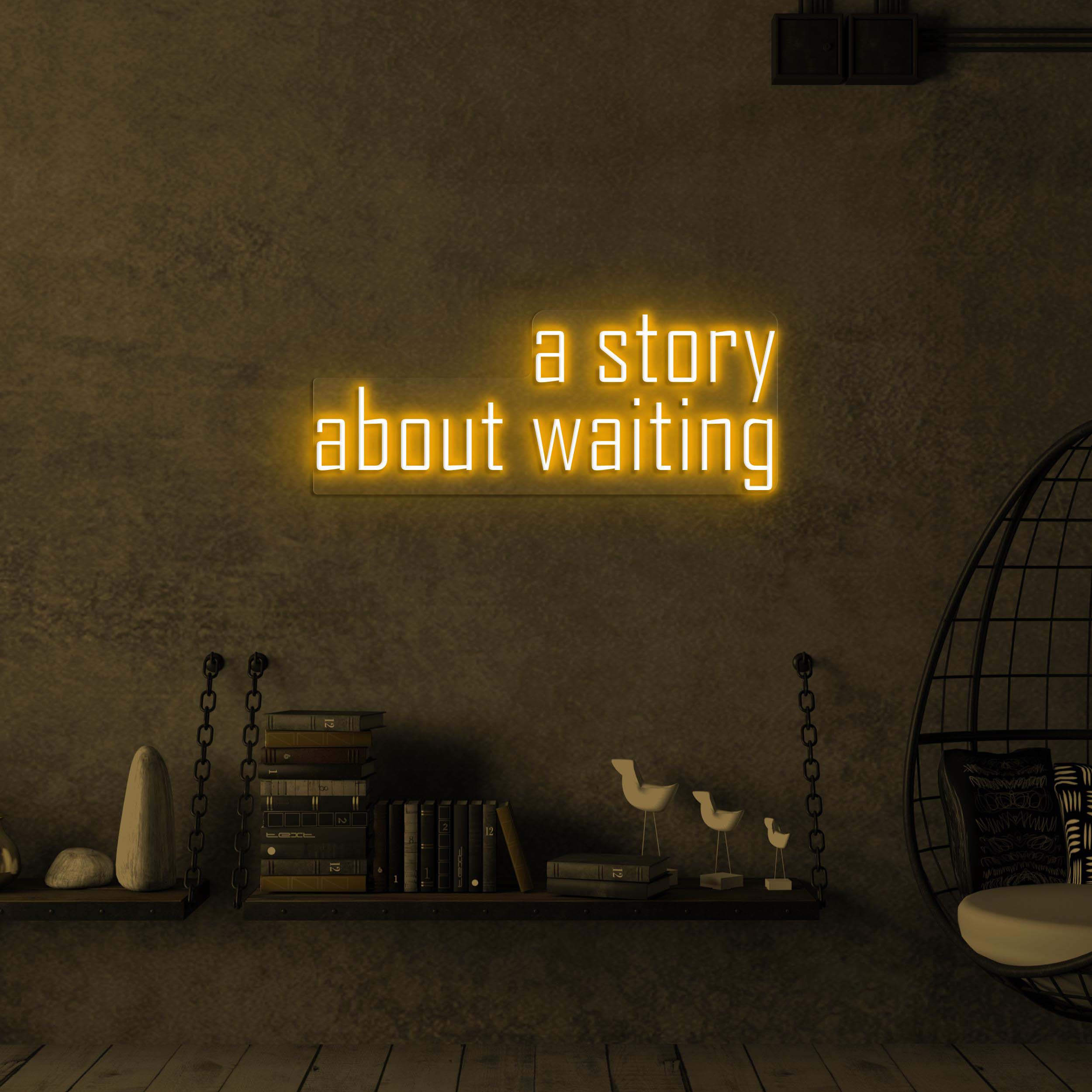 A Story About Waiting Neon Sign, A Story About Waiting LED Light, Lounges Wall Decor, Cafes Walll Art, Custom Neon Sign, Relaxed Spaces Sign