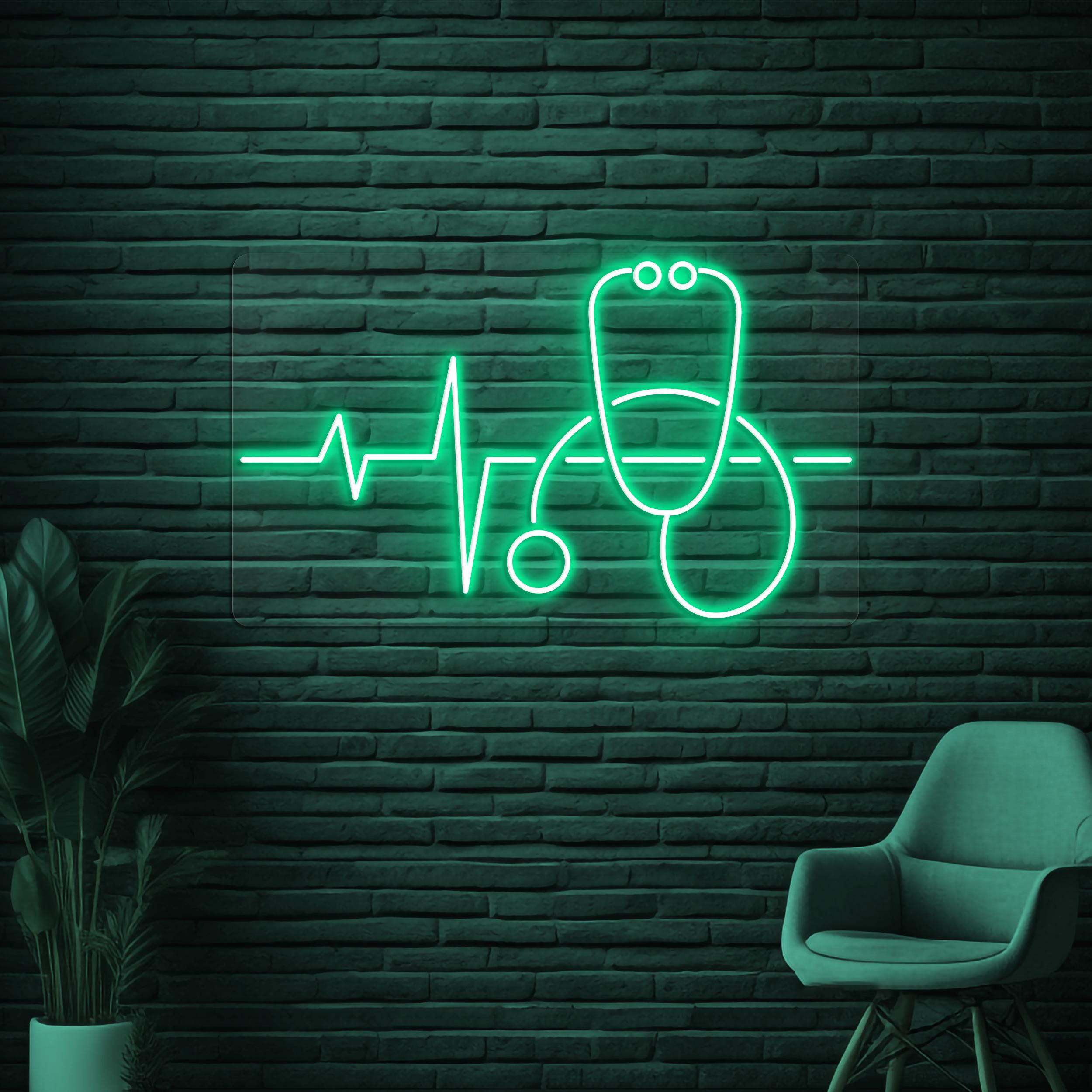 Stethoscope Neon Sign, Stethoscope Heartbeat LED Light, Hospital Wall Decor, Heartbeat Neon Art, Medical Room Wall Light, Doctor Office Sign