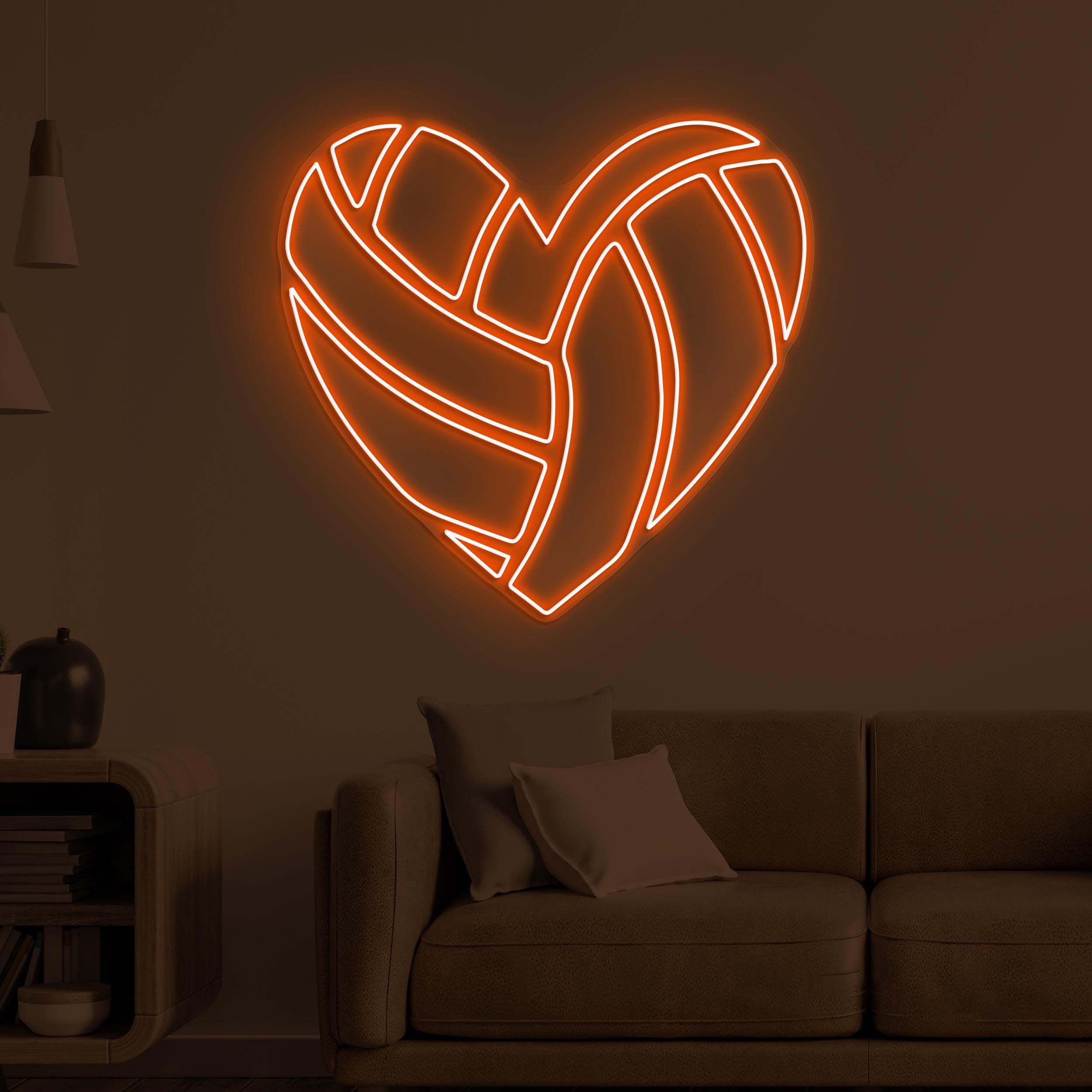 Heart Neon Sign, Heart LED Light, Volleyball Heart Wall Art, Sports Shop Wall Decor, Couple Neon Gift, Romantic Neon Light, Volleyball Lover
