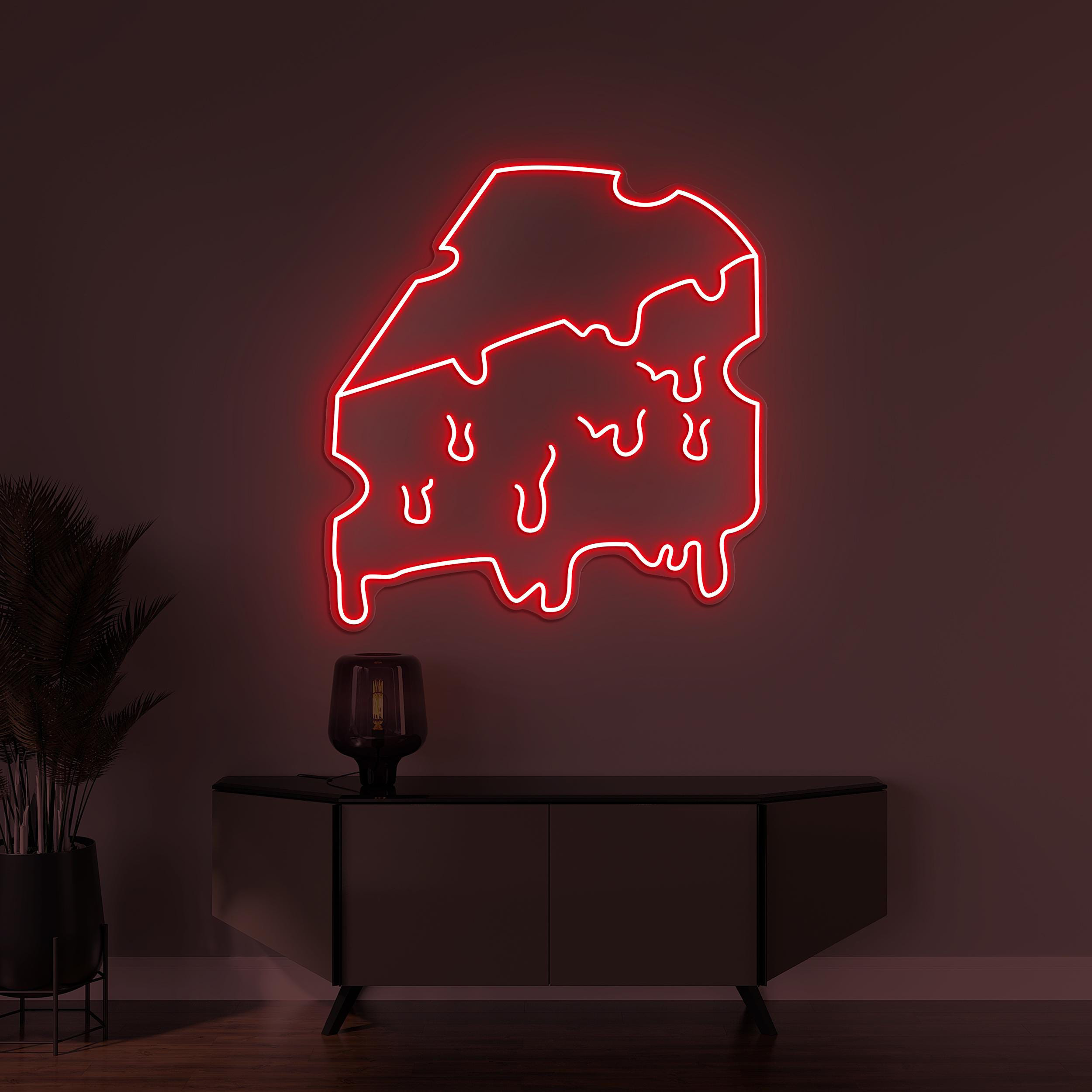 Melting Cheese Slice Neon Sign, Cheese Slice Light, Cheese Slice Wall Decor, Pizza Cafe Neon Sign, Cheese Lover Art, Cheesy Slice Sign, Gift