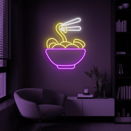 Ramen Bowl Neon Sign, Ramen Bowl LED Light, Ramen Noodles Bowl Wall Art, Ramen Lover Gift, Kitchen & Restaurant Wall Decor, Noodle LED Sign