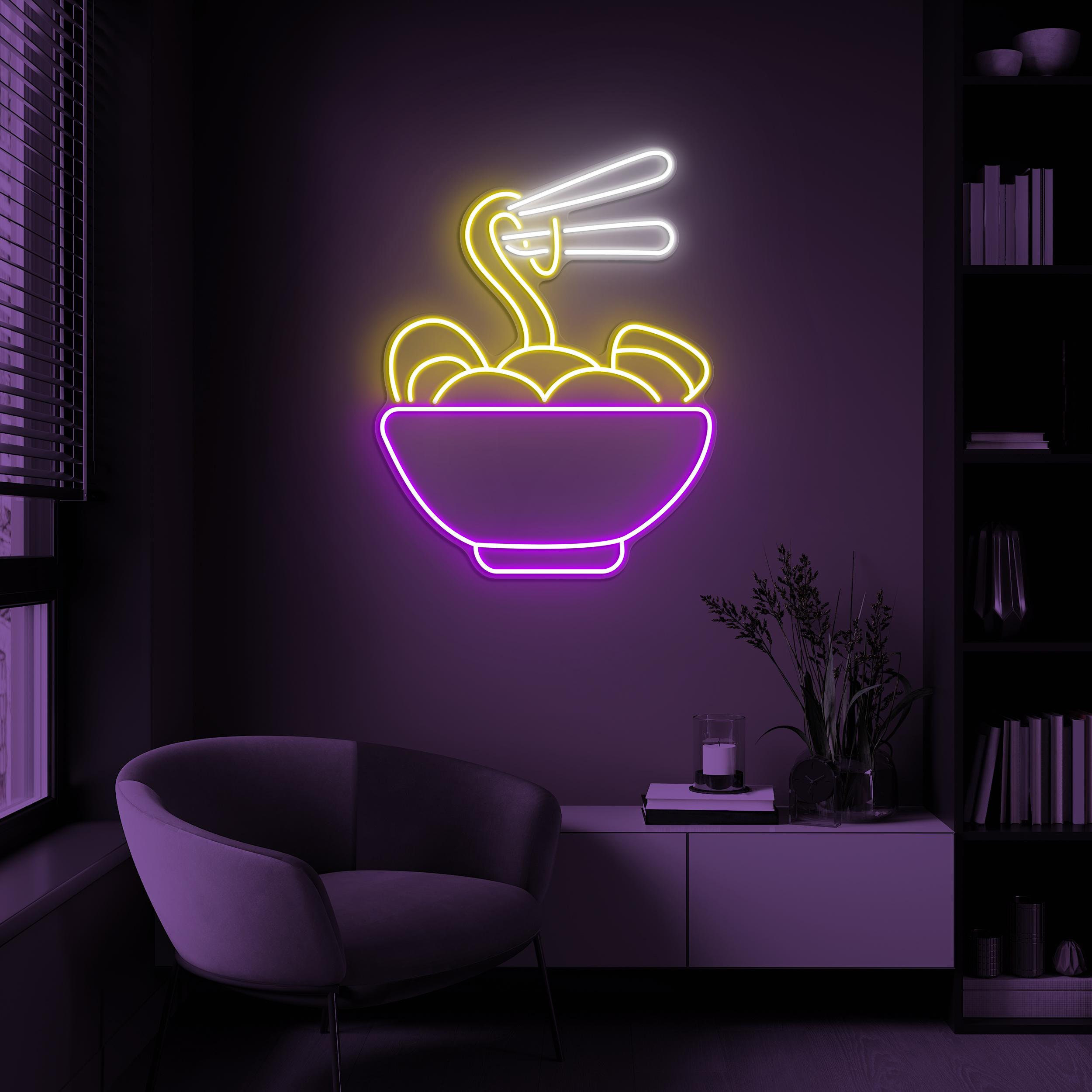 Ramen Bowl Neon Sign, Ramen Bowl LED Light, Ramen Noodles Bowl Wall Art, Ramen Lover Gift, Kitchen & Restaurant Wall Decor, Noodle LED Sign