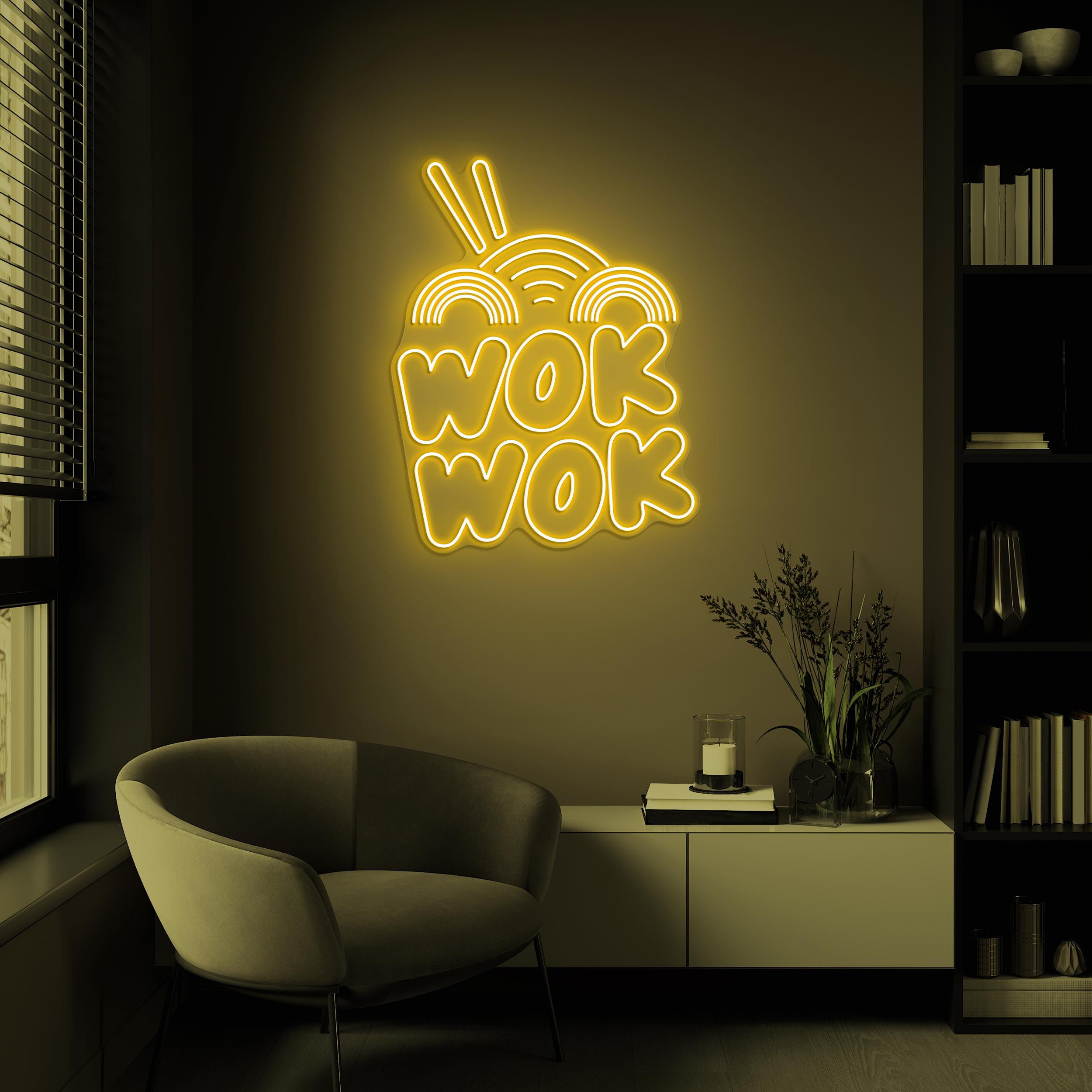 Wok Wok Neon Sign, Wok Wok LED Light, Chinese Food Wall Decor, Kitchen Wall Art, Noodles Neon Sign, Asian Restaurant Decor, Cafe Wall Art