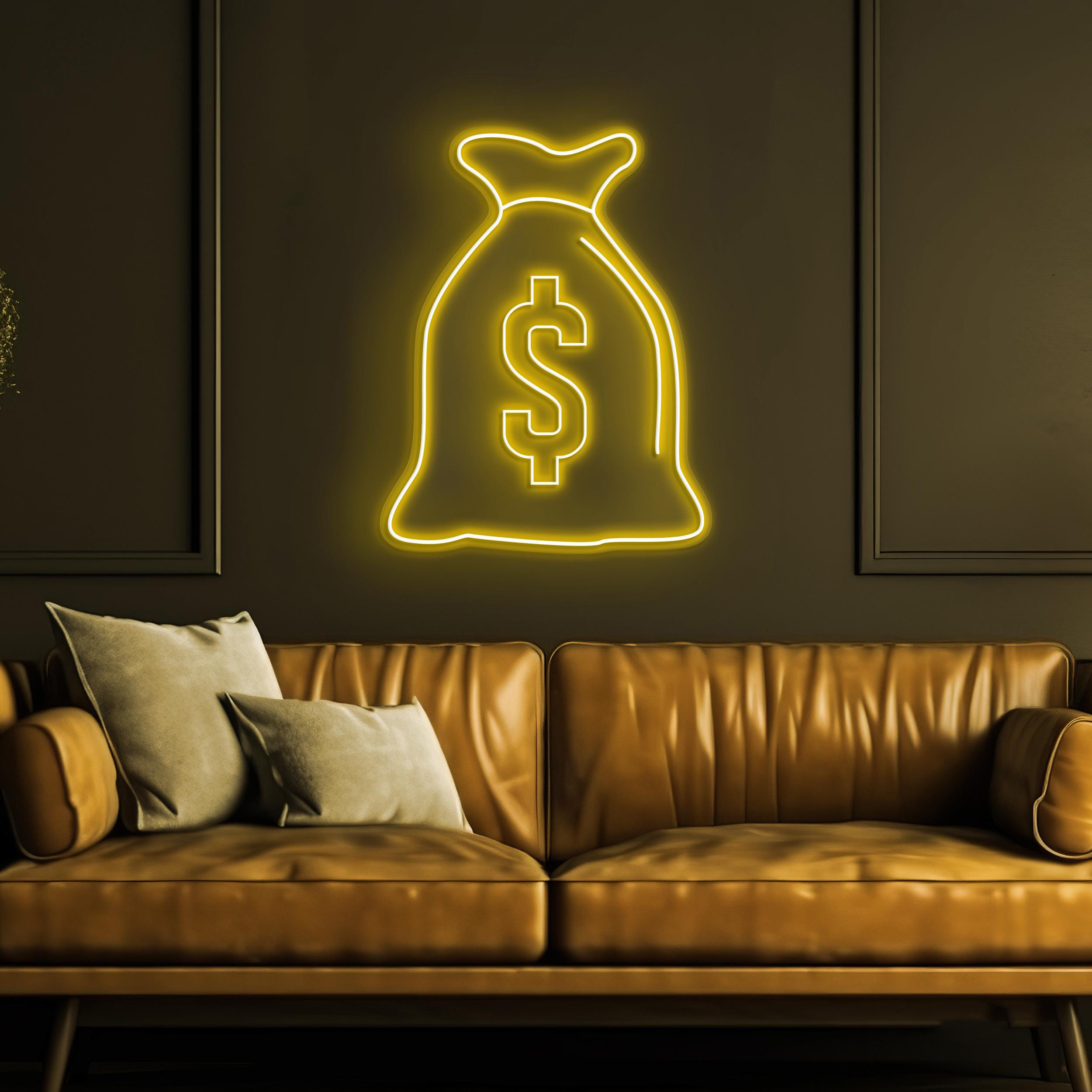 Money Bag Neon Sign, Money Bag LED Light, Office Wall Decor, Dollar Bag Wall Art, Money Dollar Led Sign, Business Neon Light, Cash Decor