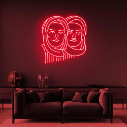 Twin Faces Neon Sign, Twin Faces LED Light, Twin Faces LED Neon Art, Double Vision Wall Art, Home Wall Decor, Custom Twin Face Neon Sign