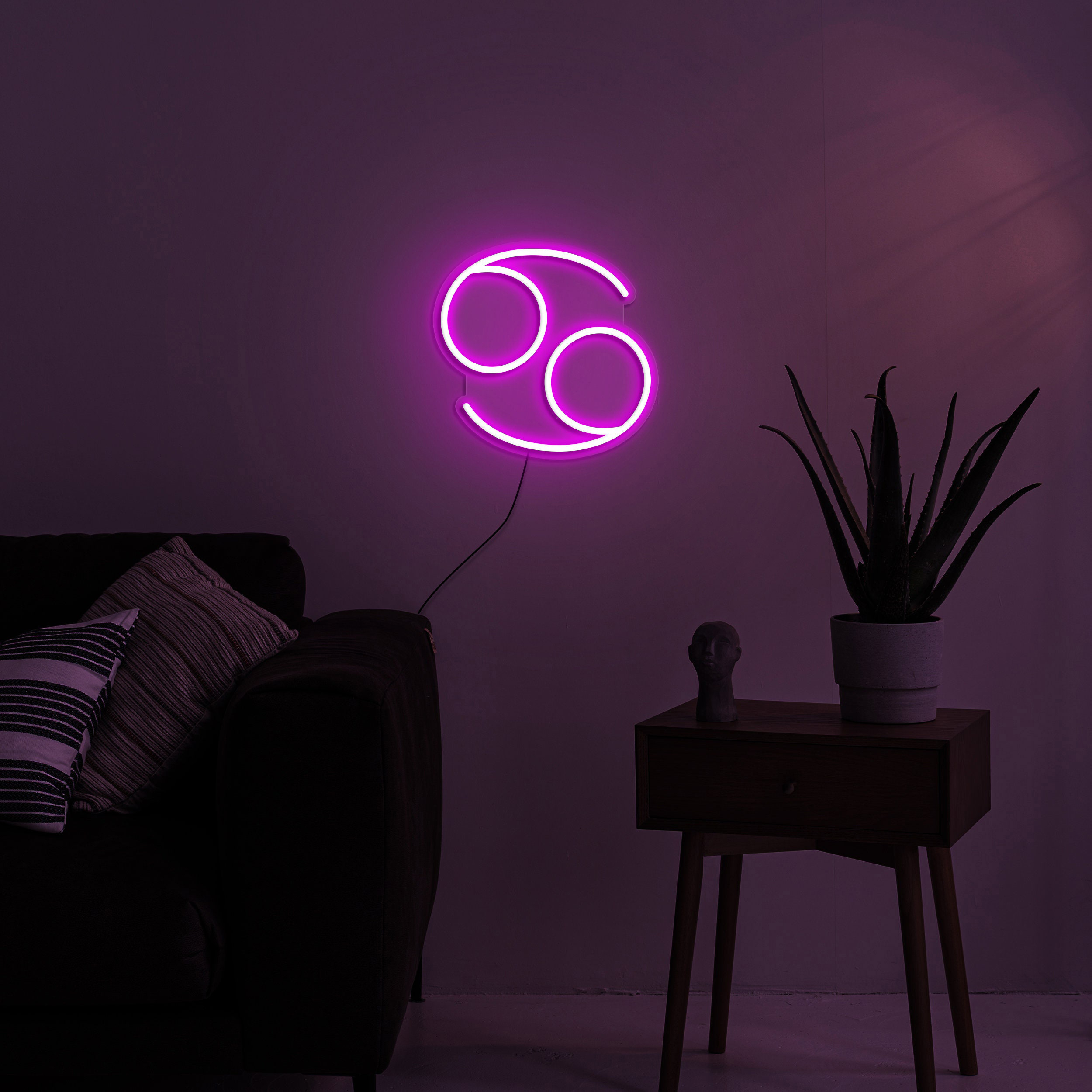 Cancer Neon Sign, Zodiac Horoscope LED Light, Astrology Wall Decor, Spiritual Gift for Birthdays, Kids Room, Constellation USB Neon Light