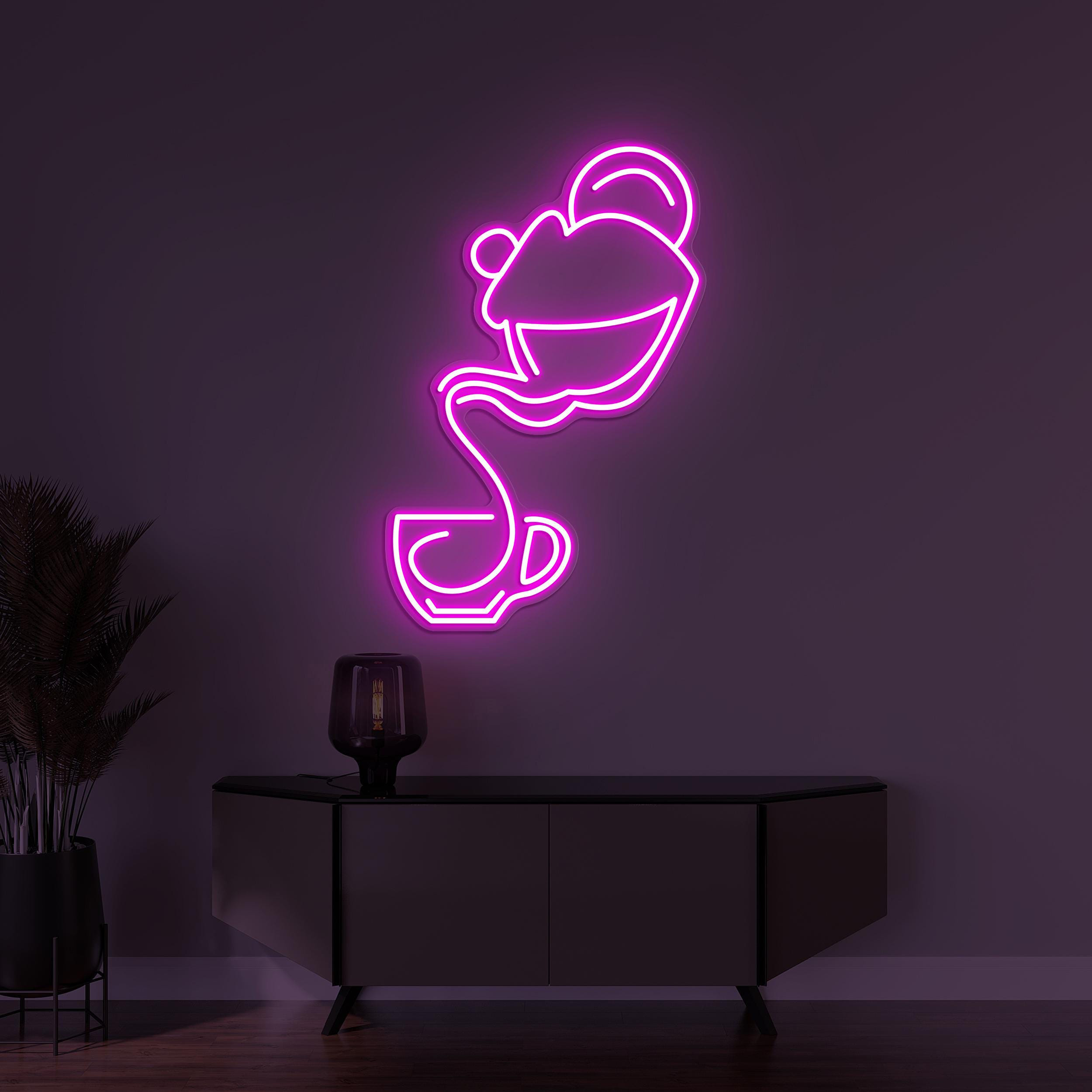 Teapot and Cup Neon Sign, Teapot and Cup LED Light, Tea Wall Decor, Drinking Tea Wall Art, Custom Neon Sign, Tea Cafe Art, Coffee Cafe Light