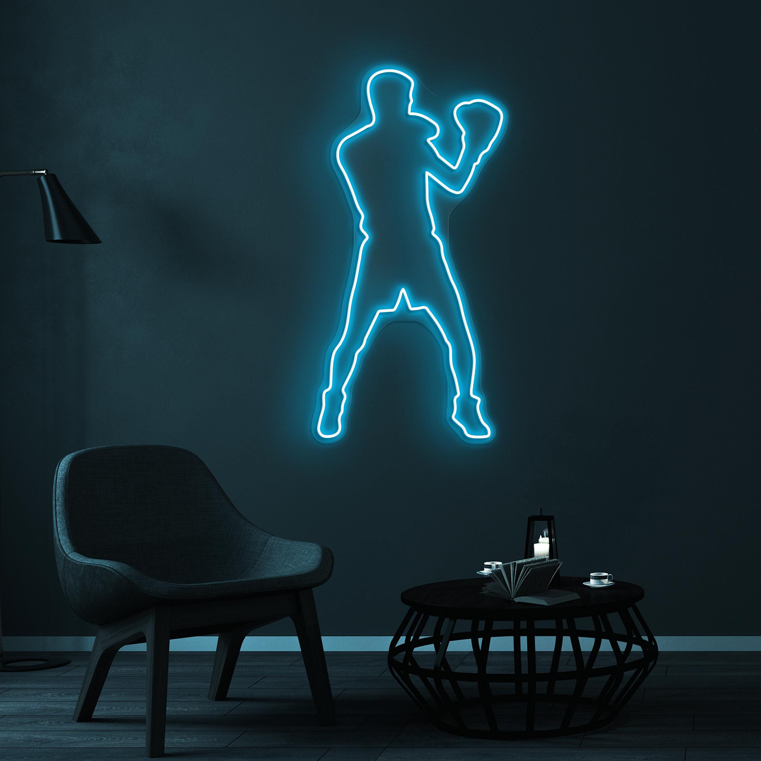 Boxer Neon Sign, Boxer LED Light, Boxer Silhouette Wall Art, Boxer Boy Wall Decor, Boxing Club Neon Light, Custom Neon Sign, Game Room Art