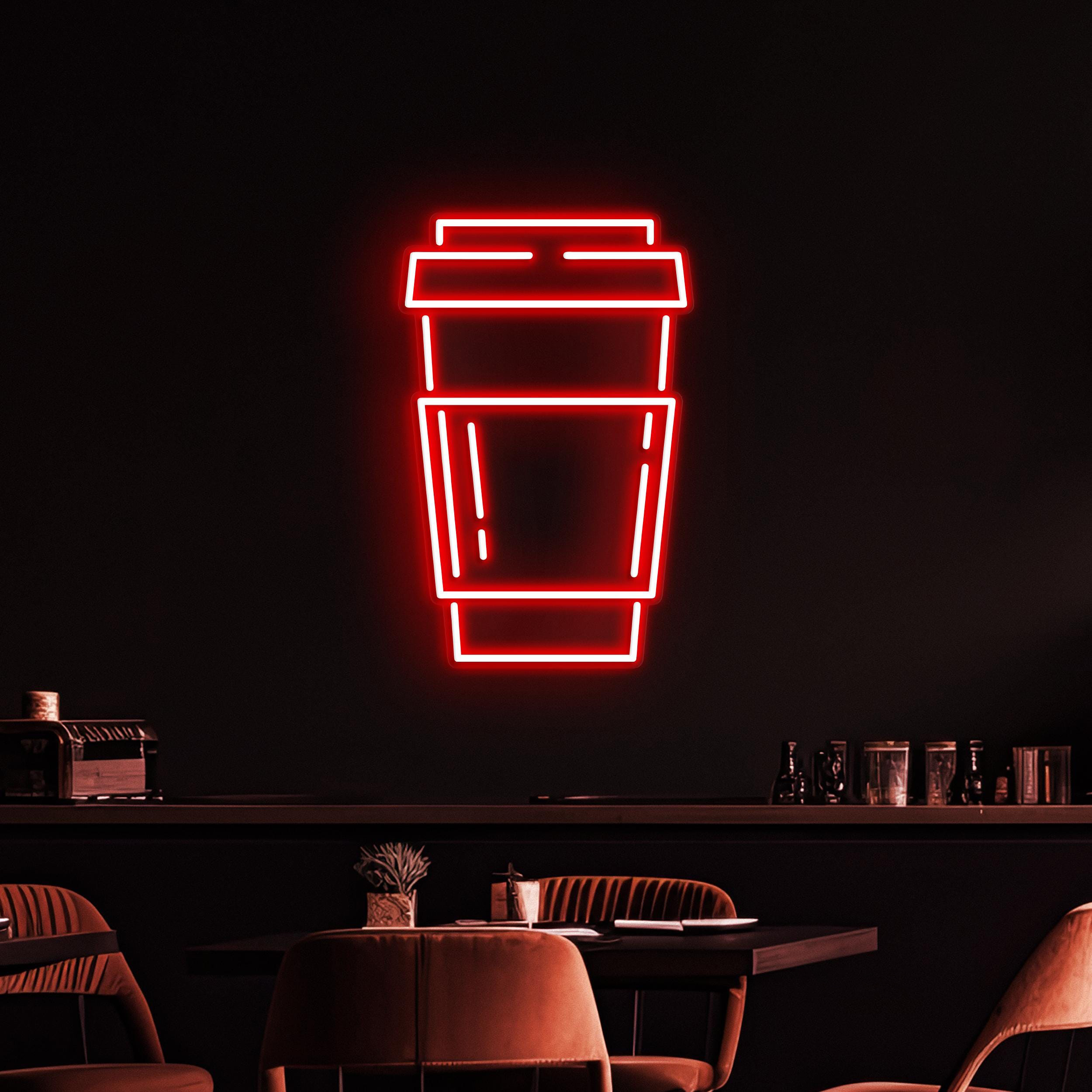 Coffee Cup Neon Sign, Coffee Cup LED Light, Coffee Shop Wall Art, Cafe and Bar Neon Light, Kitchen Wall Decor, Takeaway Coffee Neon Art