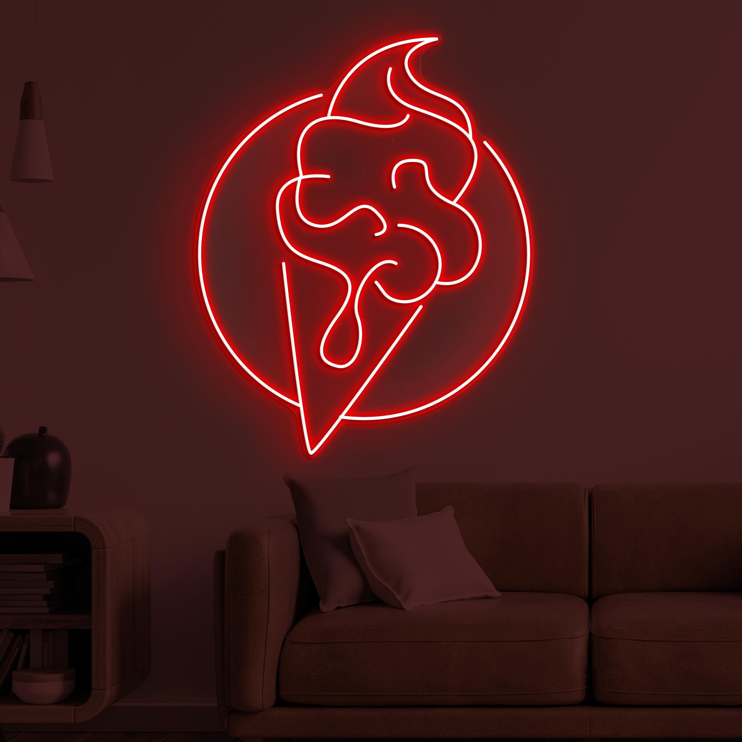 Cone Ice Cream Neon Sign, Cone Ice Cream LED Light, Kitchen or Cafe Decor, Ice Cream Shop Wall Art, Ice Cream Lover Gift, Frozen Treat Light