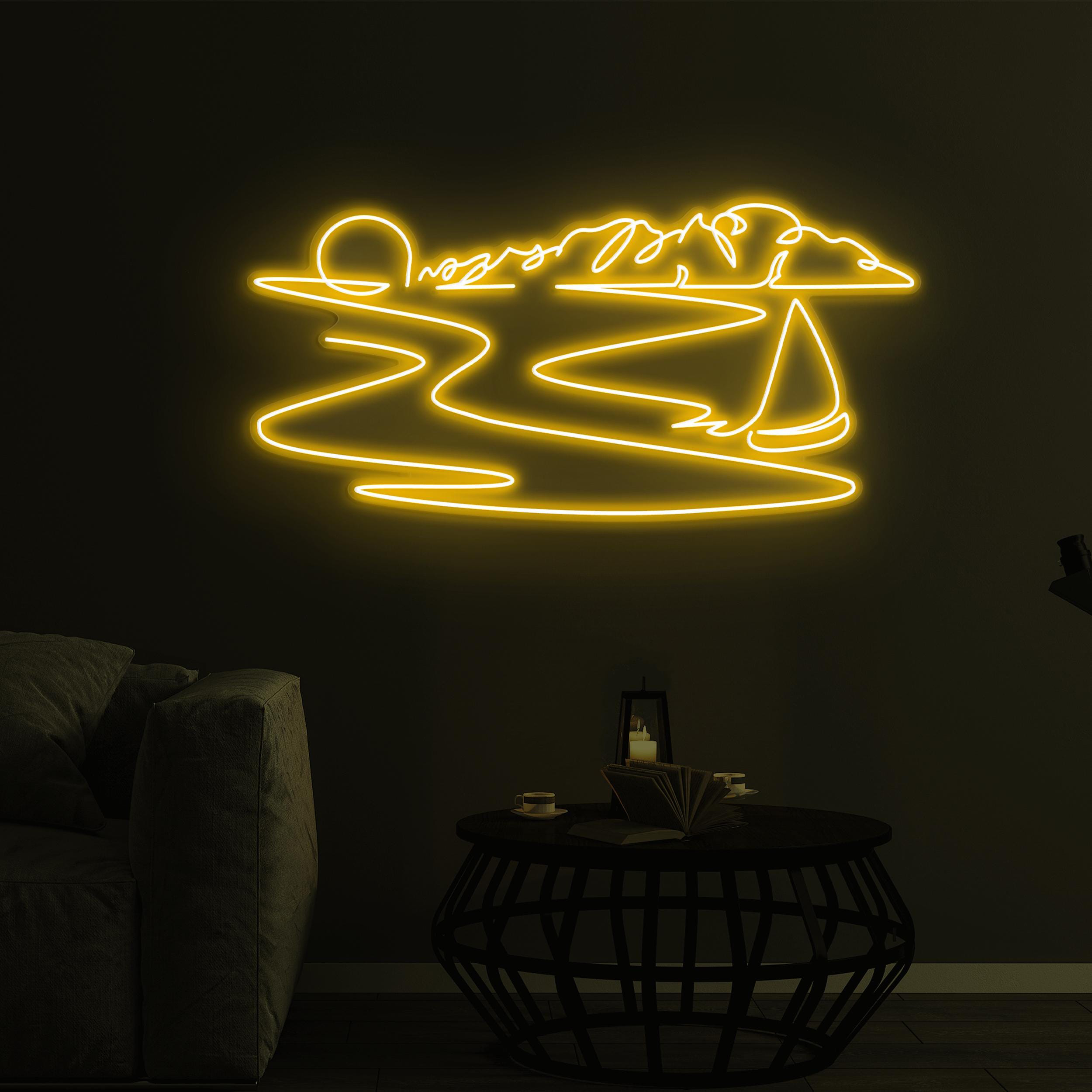 Sunset Neon Sign, Sunset LED Light, Sunset Sailboat Neon Sign, Beach Sunset Neon Sign for Home, Beach Bar & Party Decor, Personalized Gift