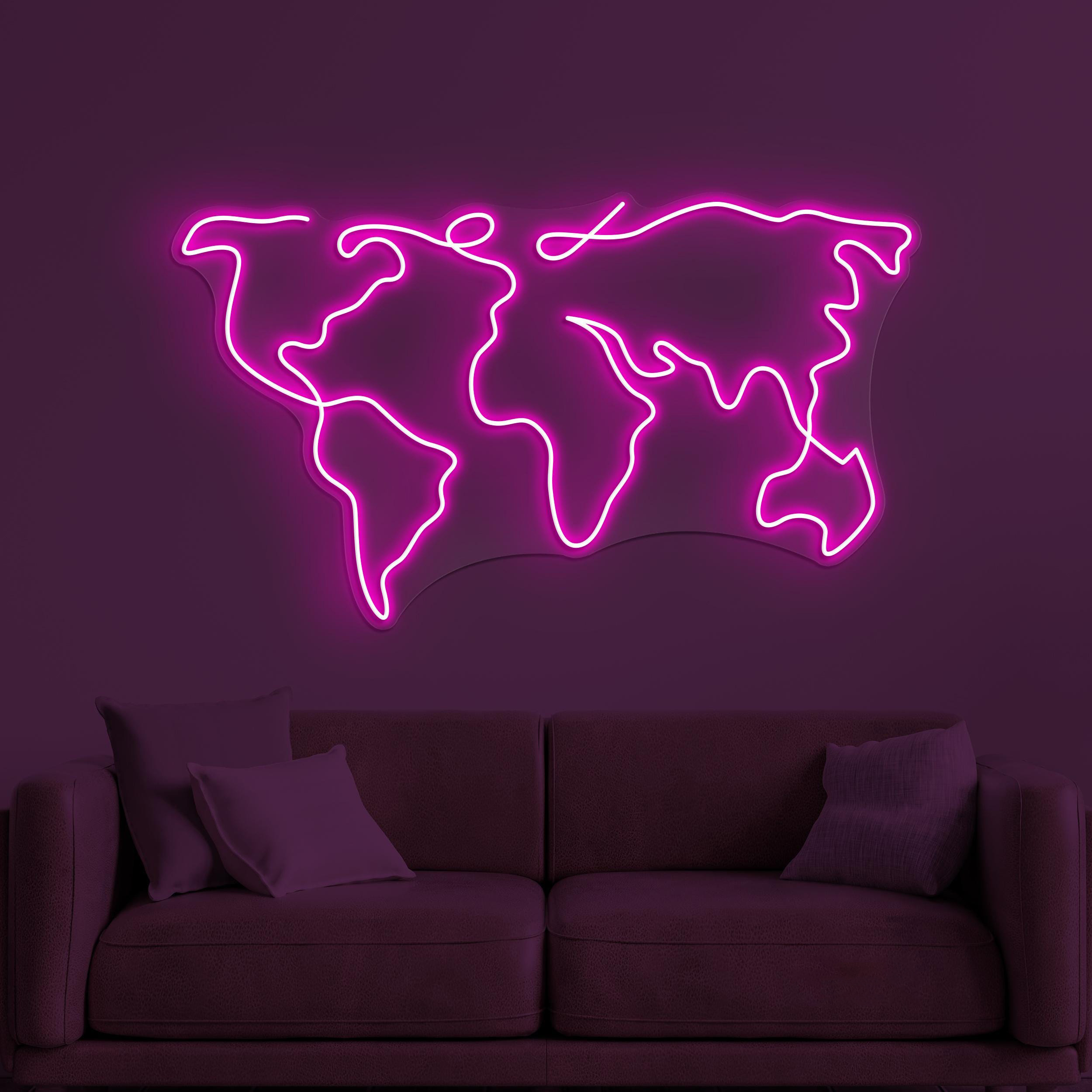 World Map Neon Sign, World Map LED Light, Office Wall Decor, Travel Agency Wall Art, Adventure Neon Light, Global Wall Art, World Led Sign