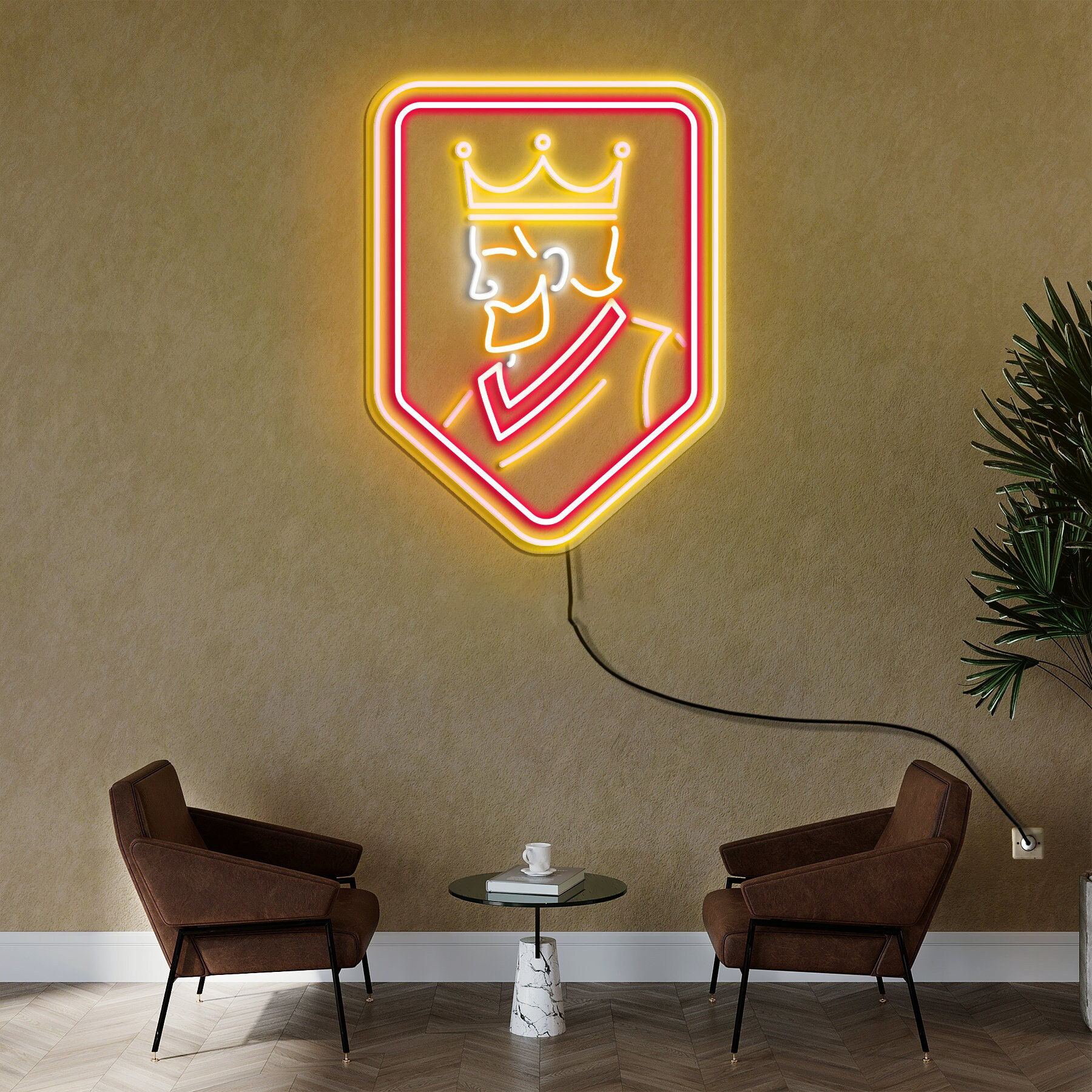 King Shield Neon Sign, Knightly Neon Art, Wall Decor, Room Decor, LED Wall Decor for Game Rooms and Man Caves, Wall Art for Home or Office
