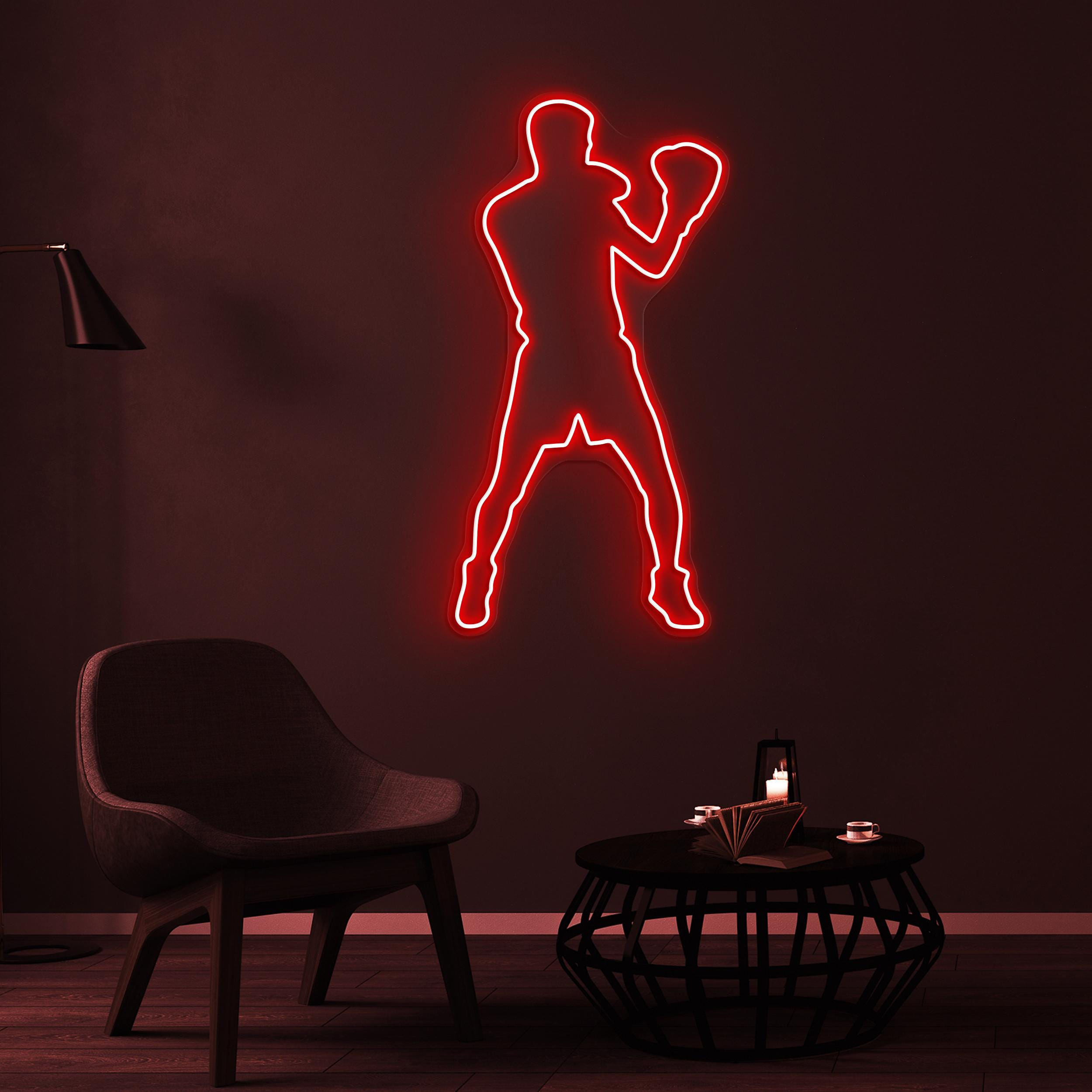 Boxer Neon Sign, Boxer LED Light, Boxer Silhouette Wall Art, Boxer Boy Wall Decor, Boxing Club Neon Light, Custom Neon Sign, Game Room Art