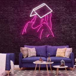 Sad Woman with Book Neon Sign, Bookish LED Light, Gift for Book Lovers,Girl Reading Book and Coffee Neon Sign,Wall Art for Bedroom,Club Room