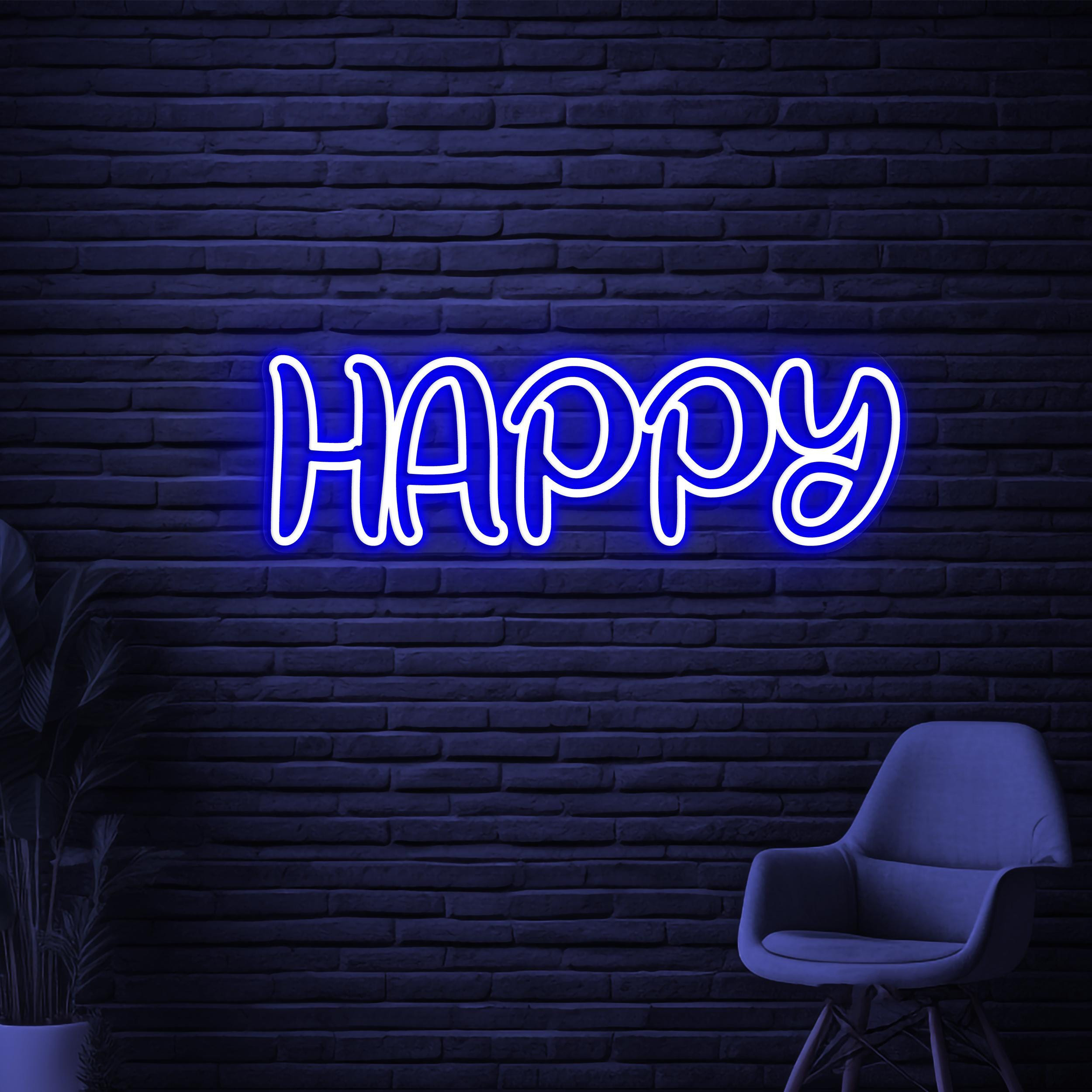 Happy Neon Sign, Happy LED Light, Home Wall Decor, Positive Vibes Neon Light, Party Barr Club Wall Art, Happy Mood Neon Sign, Cafe Decor