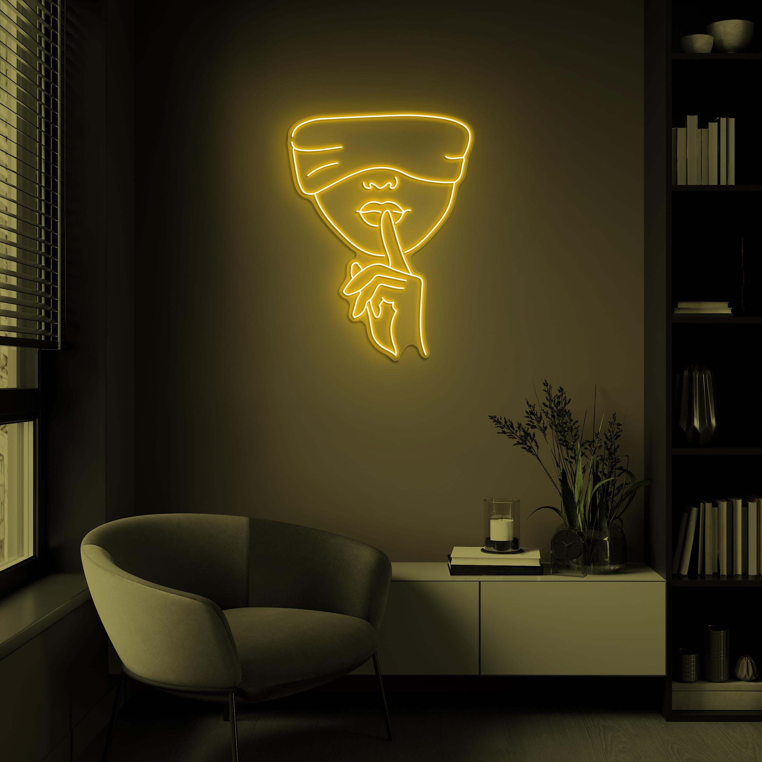 Shhh Face Neon Sign, Shhh Face LED Light, Keep Quiet Wall Decor, Girl Finger on Lips Sign, Hush Wall Art, Home Wall Decor, Quiet Silent Sign