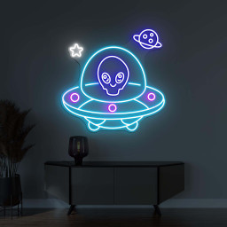Alien Spaceship Neon Sign, Alien Spaceship LED Light, Spaceship Wall Decor, Alien Ship Decor, Home Wall Decor, Game Room Art, Alien Lover