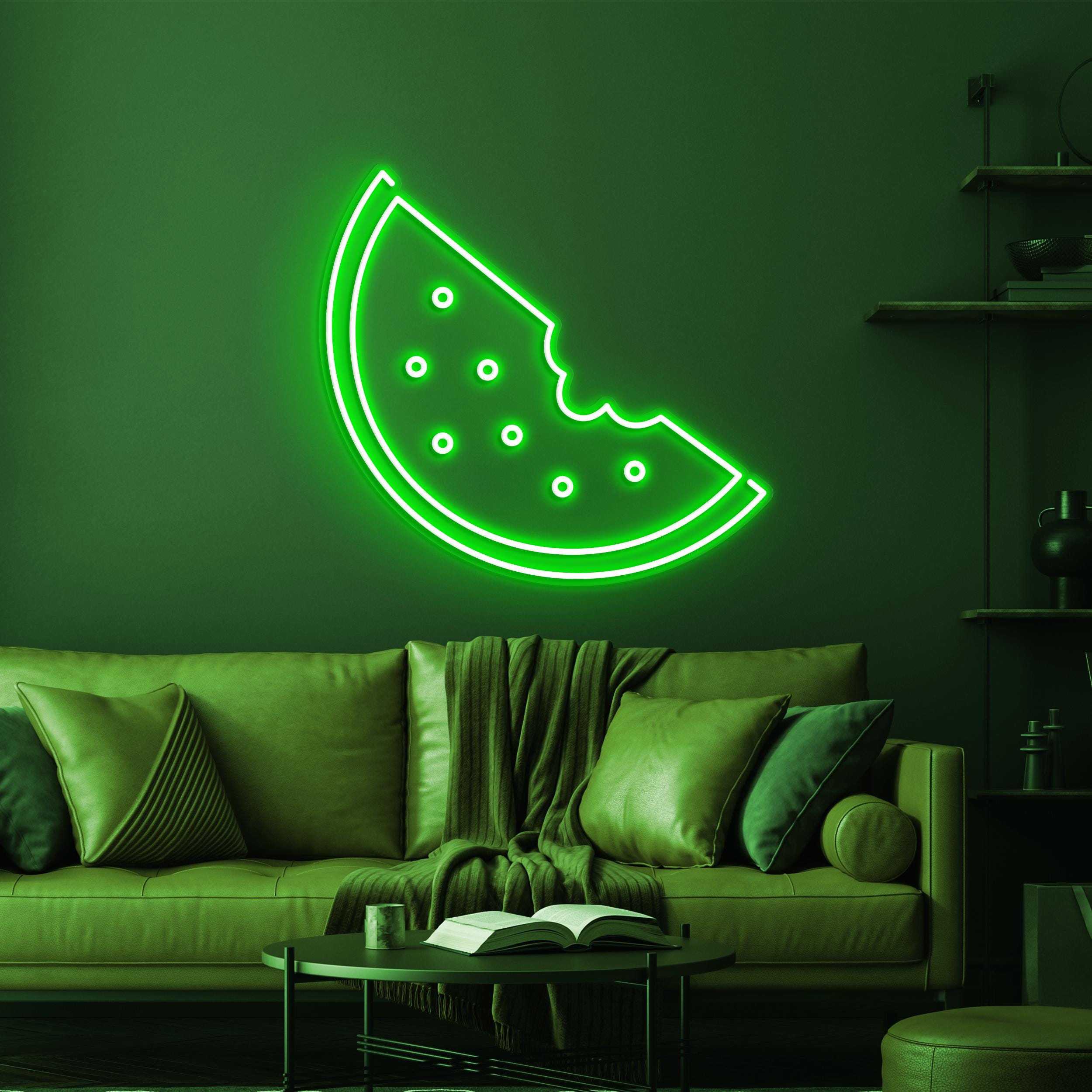 Watermelon Neon Sign, LED Watermelon Light, Watermelon Slice for Fruit Store, Fruit Juice Bar Decor, Kids Room Art, Food Sign for Home Decor