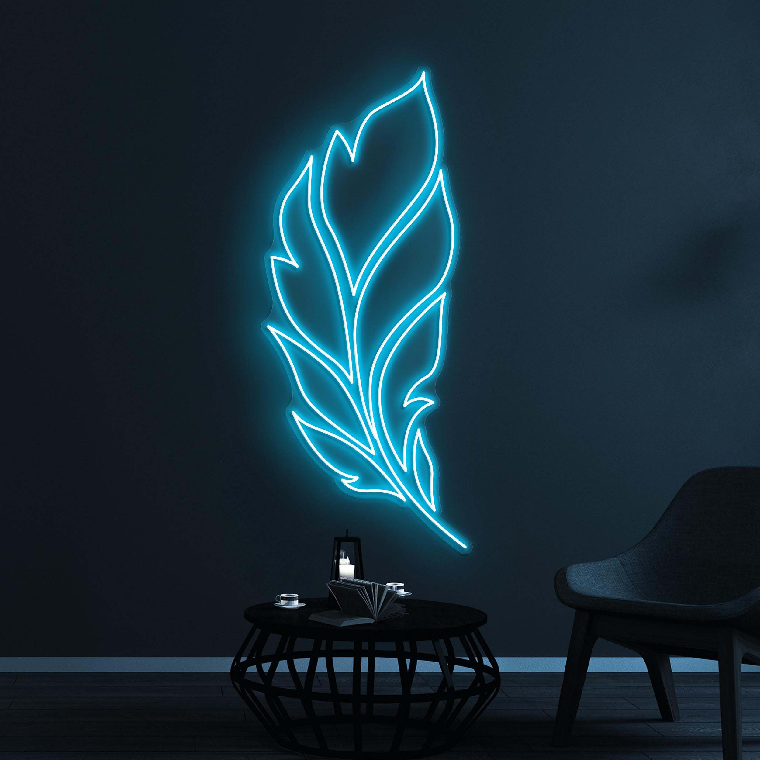 Feather Neon Sign, Feather LED Light, Home Wall Decor, Bedroom Neon Wall Light, Personalized Neon Sign, Leaf Wall Art, Nature Neon Decor